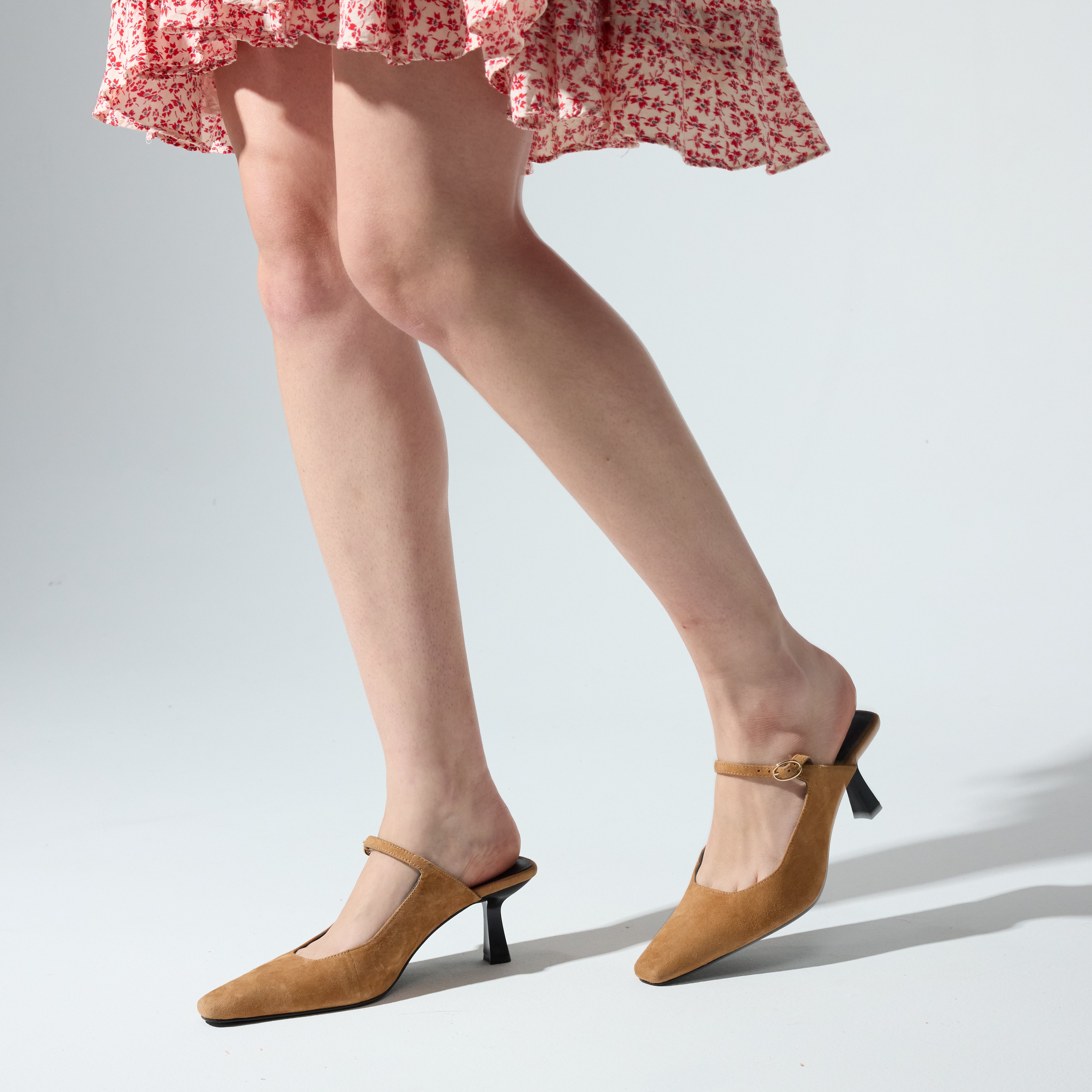 Ryder Heel in Camel Suede