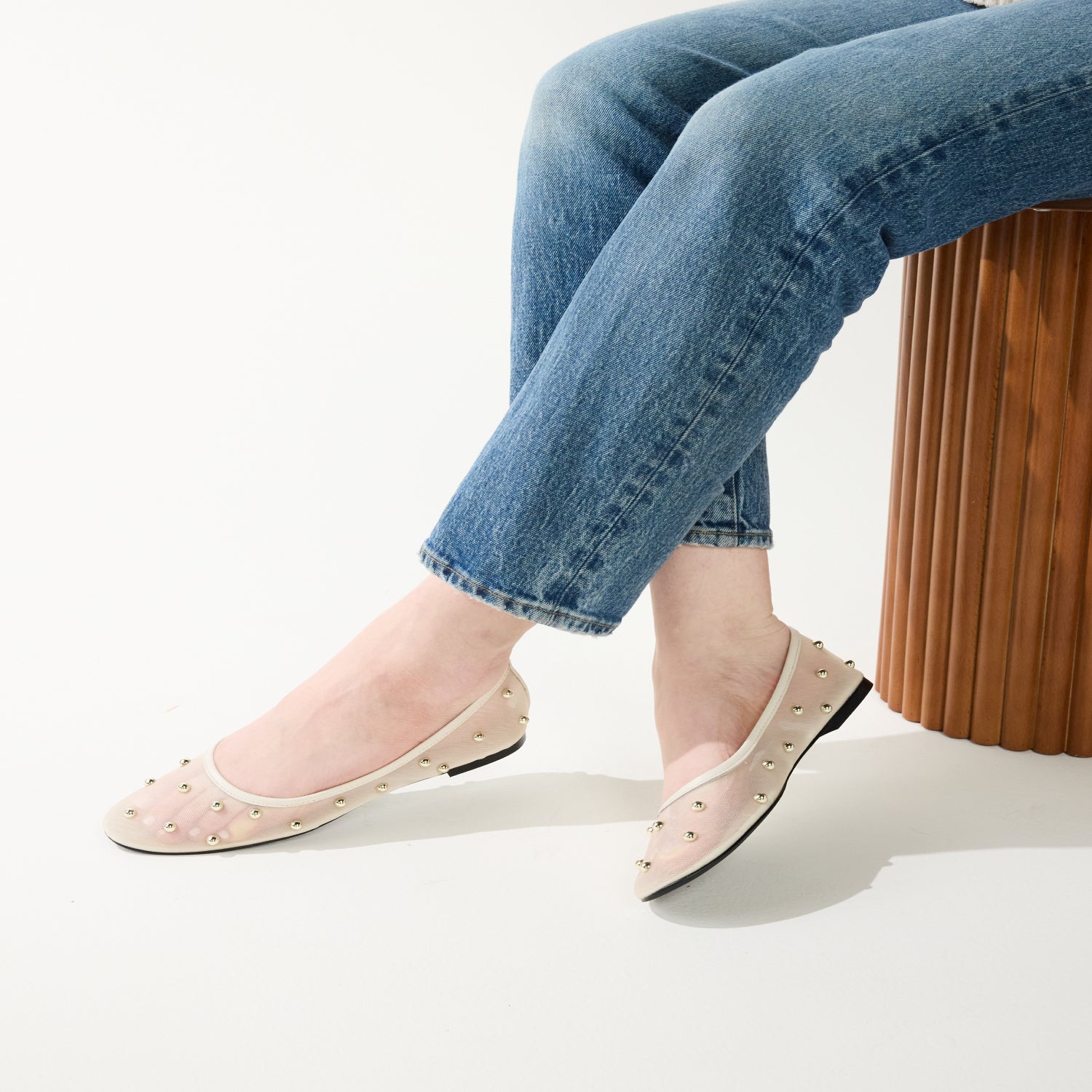 SADIE STUD IN CREAM MESH - Yosi Samra -