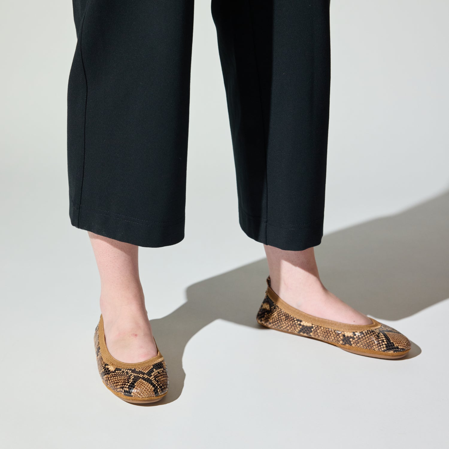 SAMARA FOLDABLE BALLET FLAT IN CHOCOLATE SNAKE