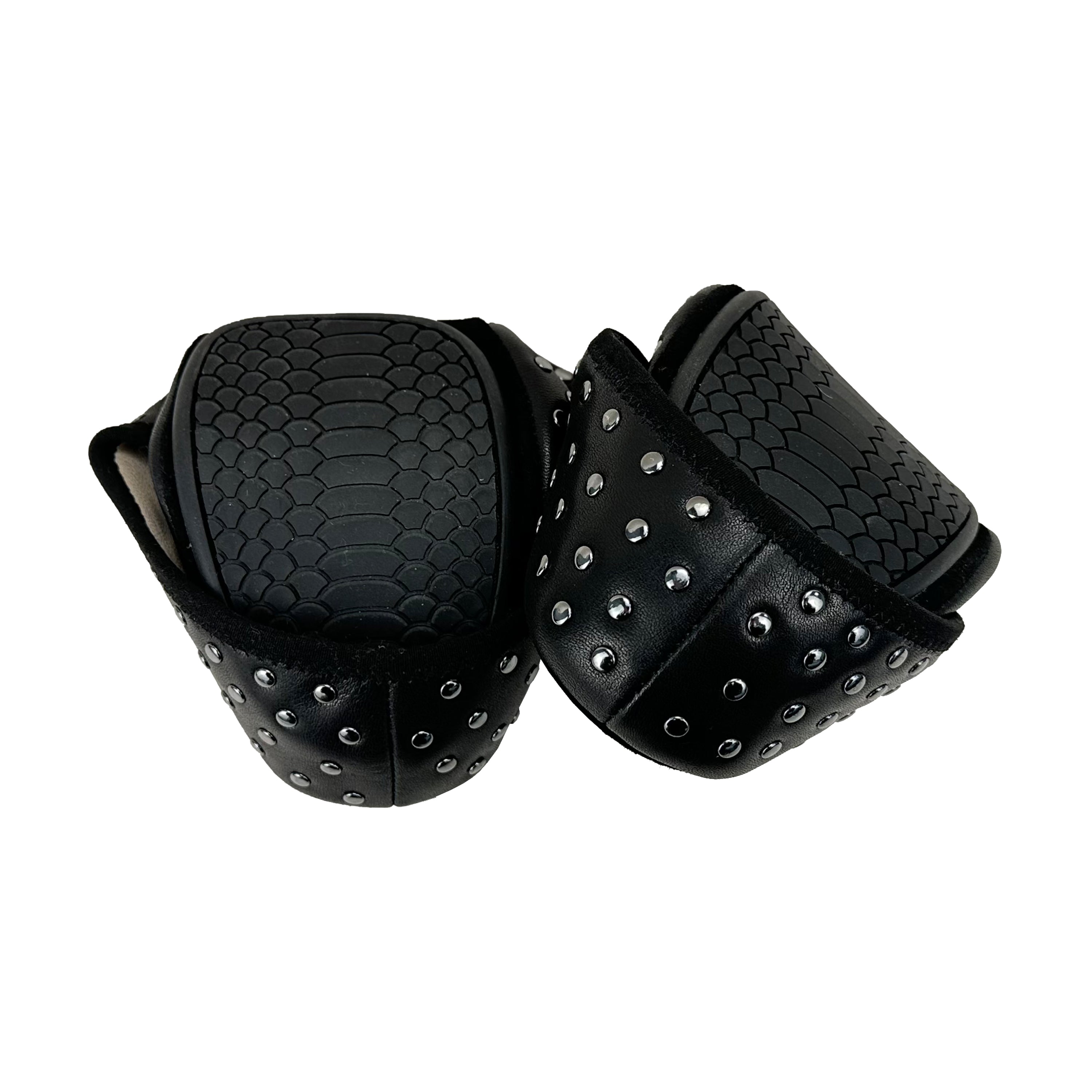 Stella Studs Foldable Flat in Black Leather