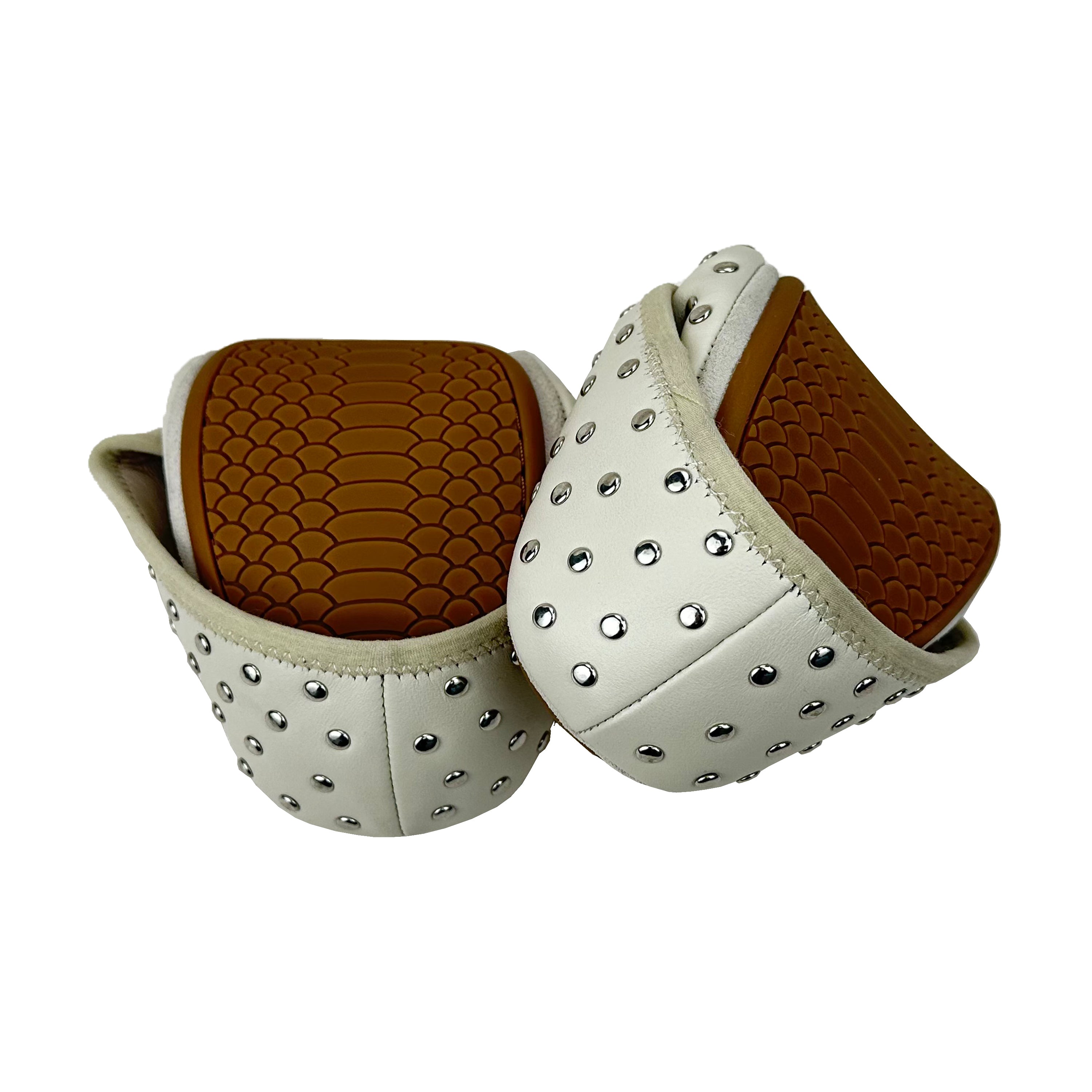 Stella Studs Foldable Flat in Bone Leather