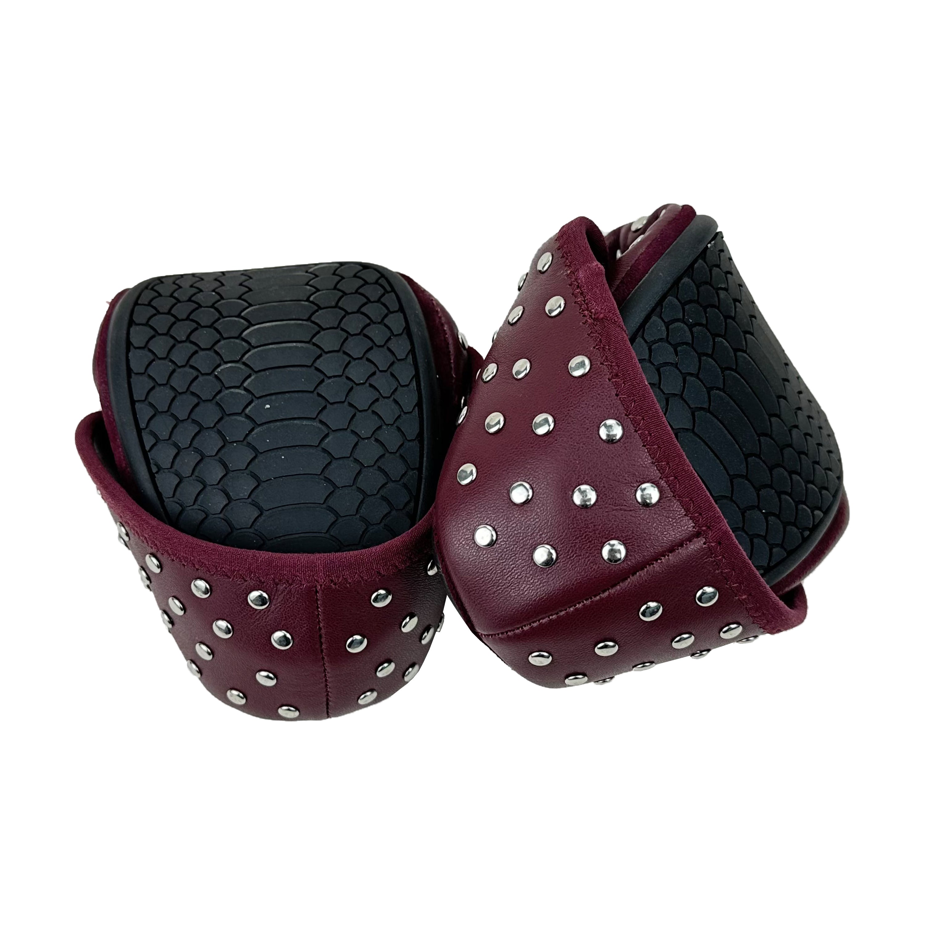 Stella Studs Foldable Flat in Burgundy Leather