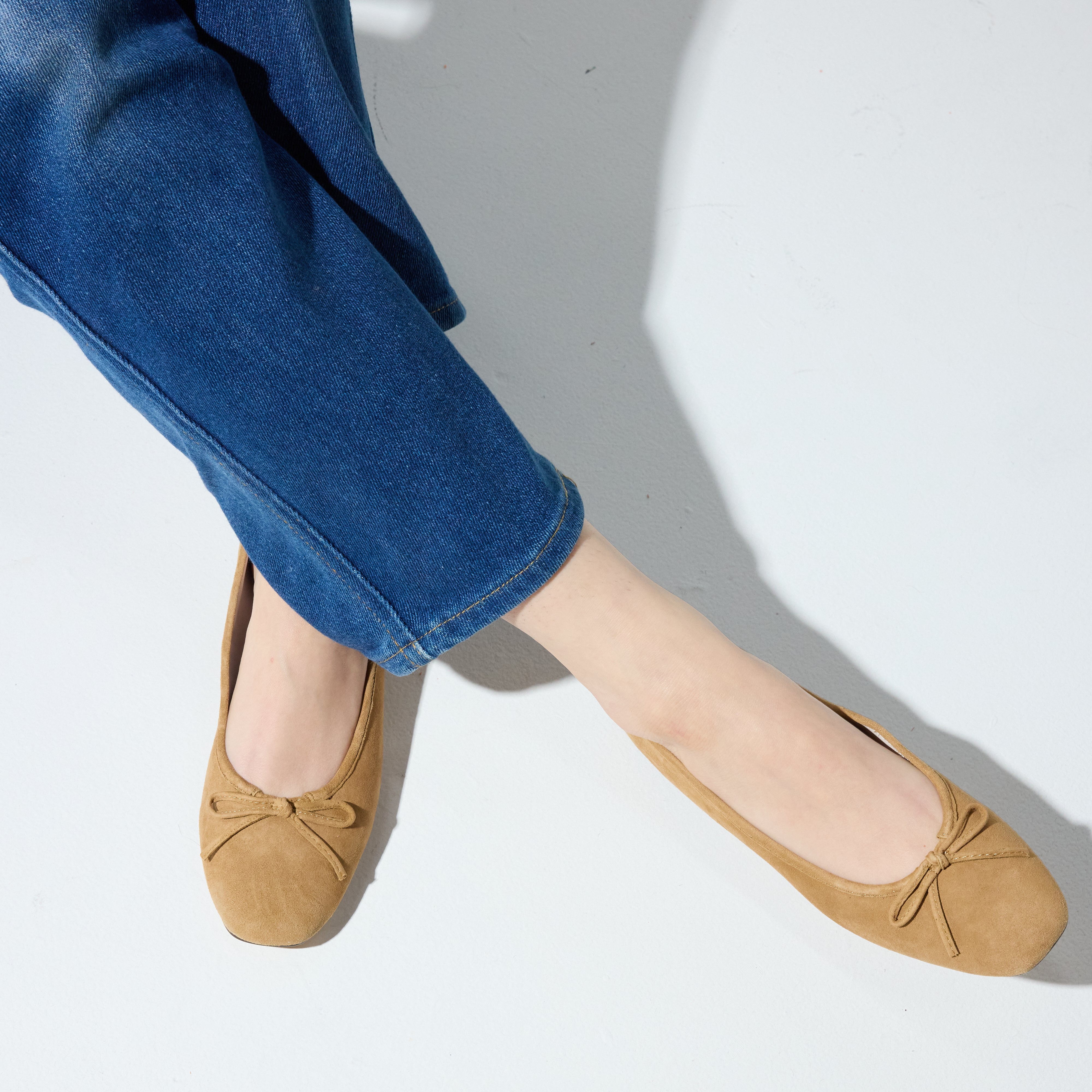 Sage Ballet Flat in Camel Suede