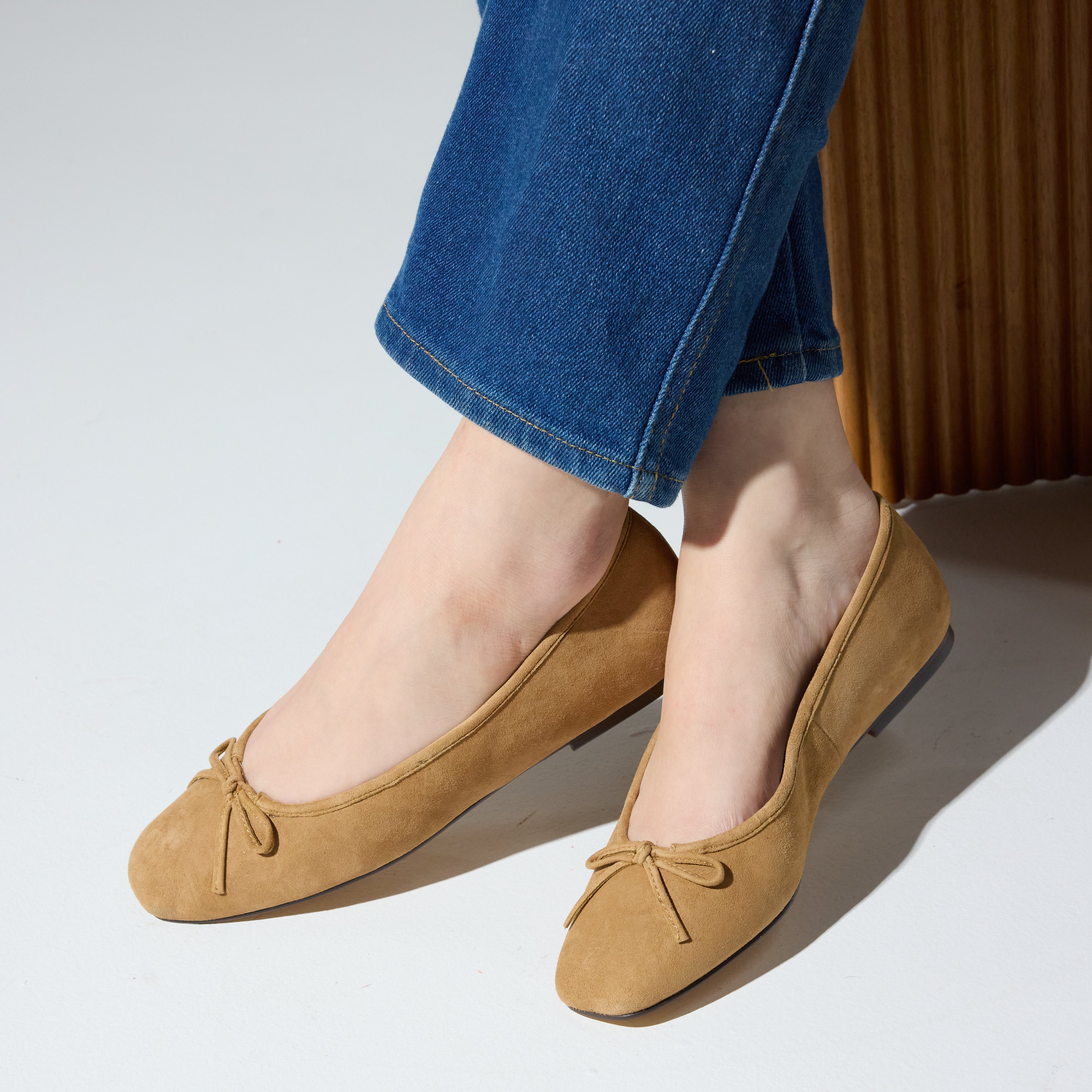 Sage Ballet Flat in Camel Suede