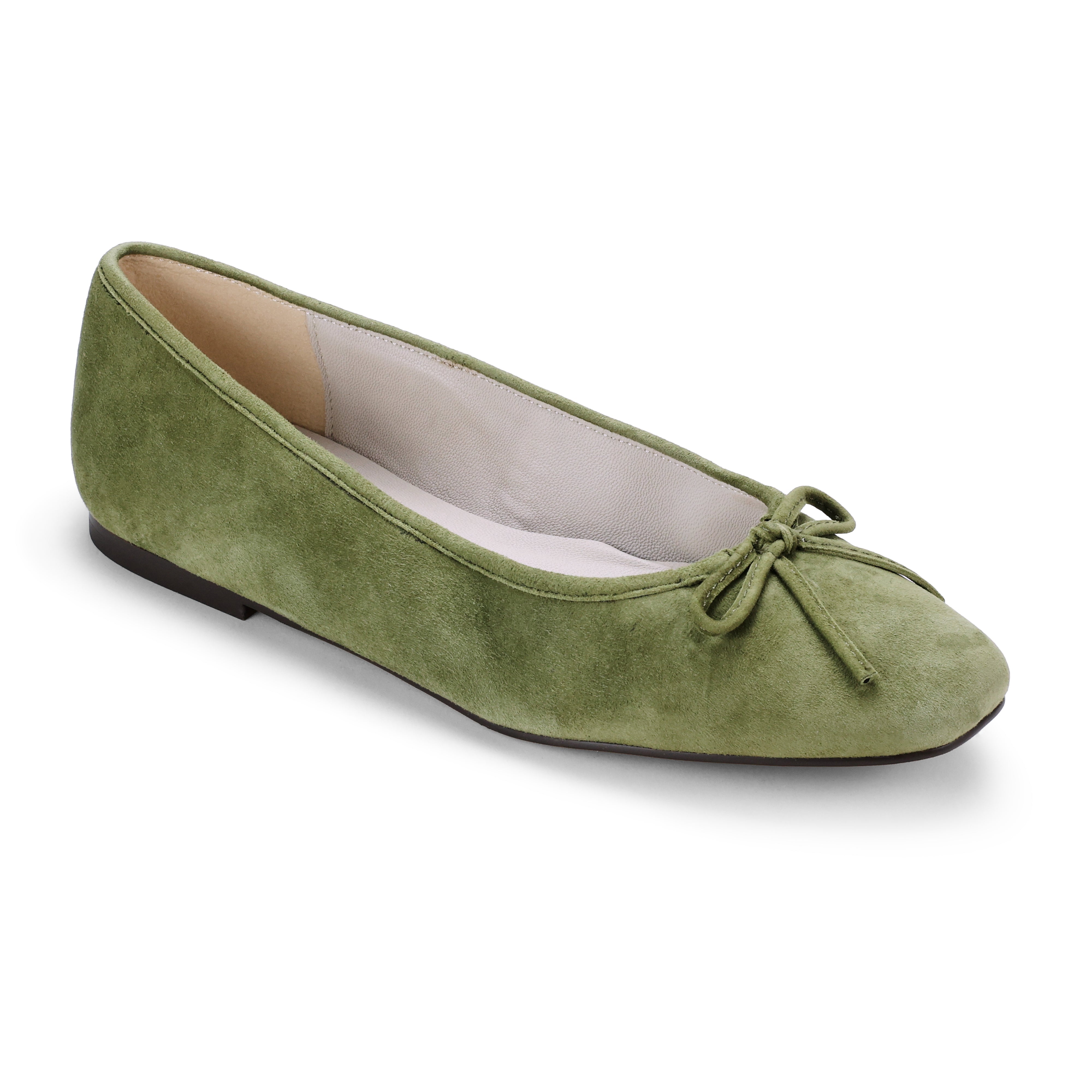 Sage Ballet Flat in Olive Suede