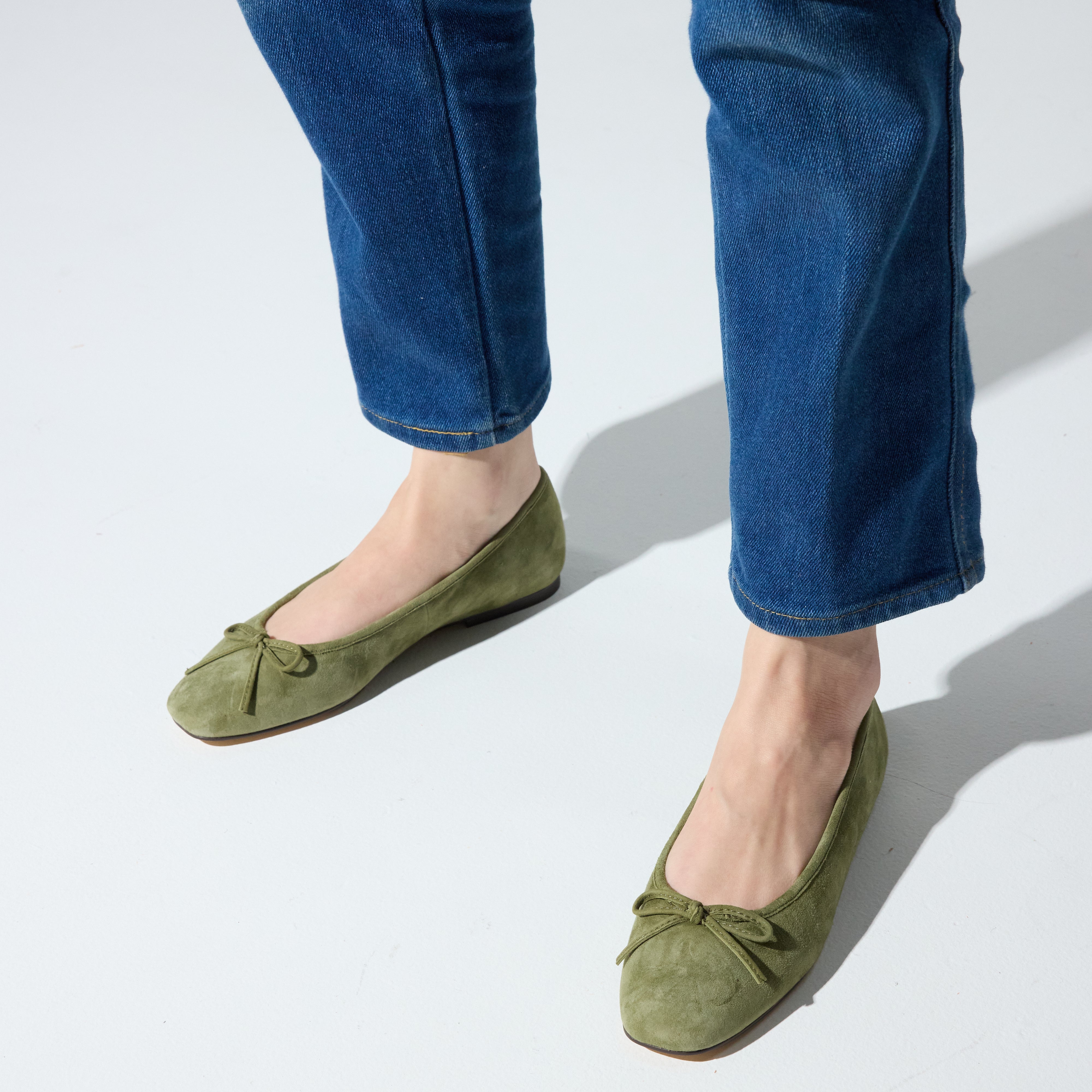 Sage Ballet Flat in Olive Suede