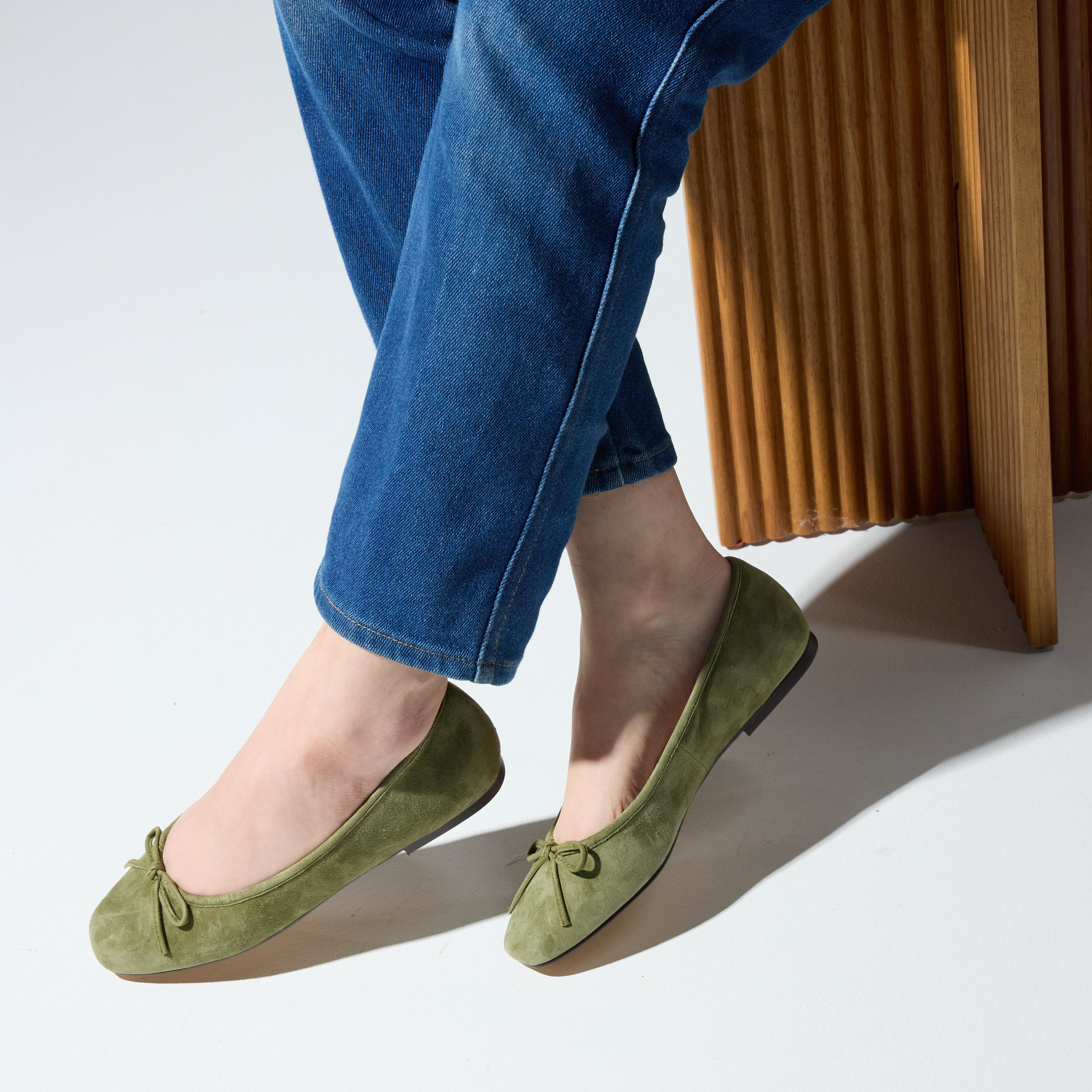 Sage Ballet Flat in Olive Suede