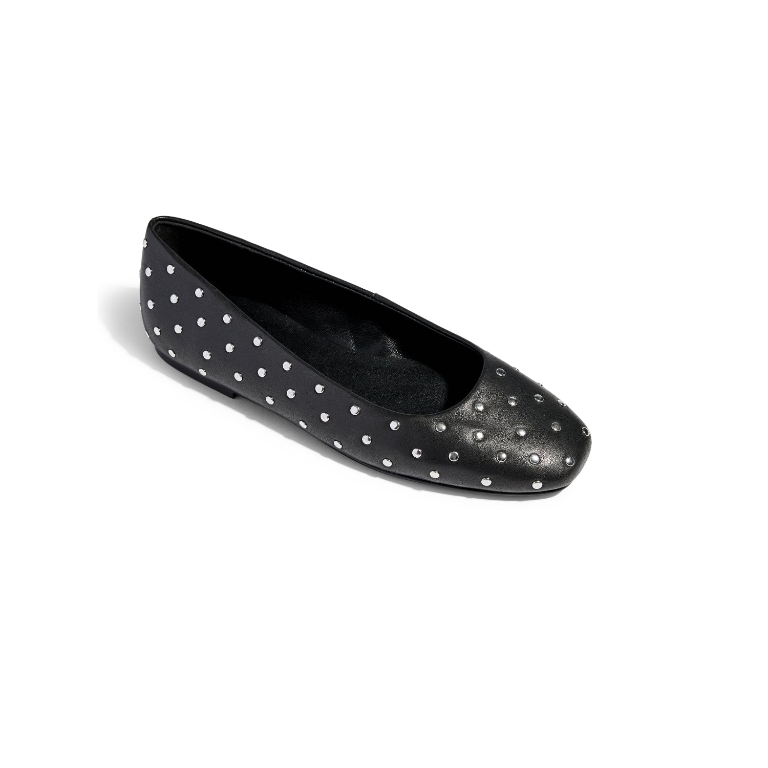 Sage Studs Ballet Flat in Black Leather