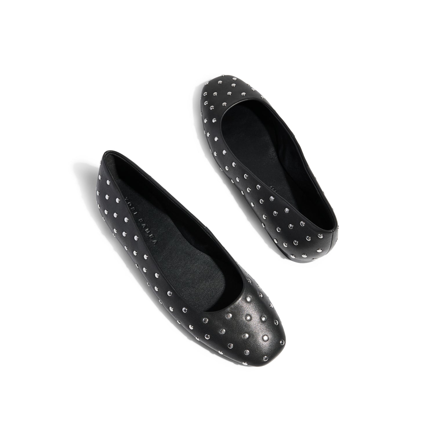 Sage Studs Ballet Flat in Black Leather