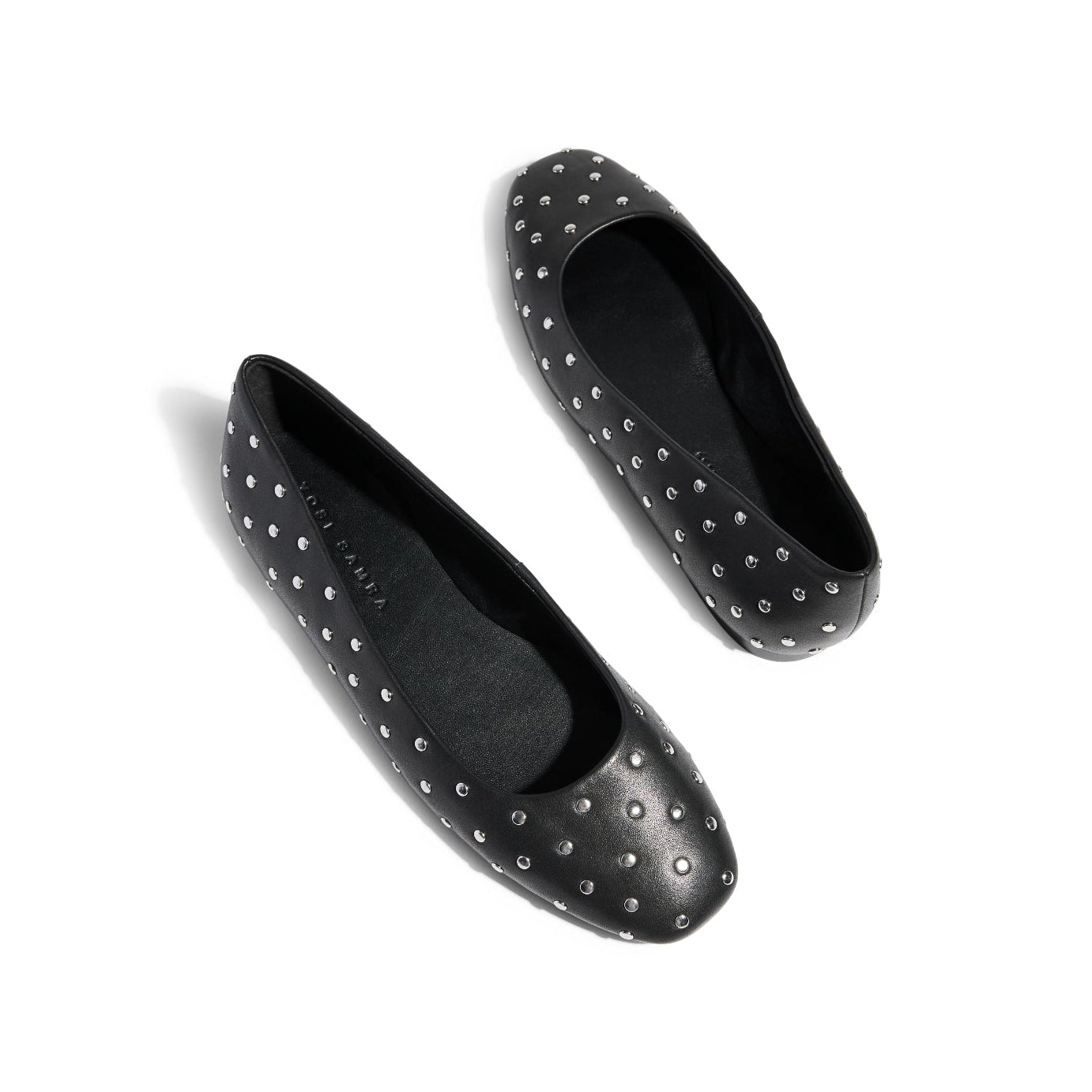 Stud Black Leather Flats