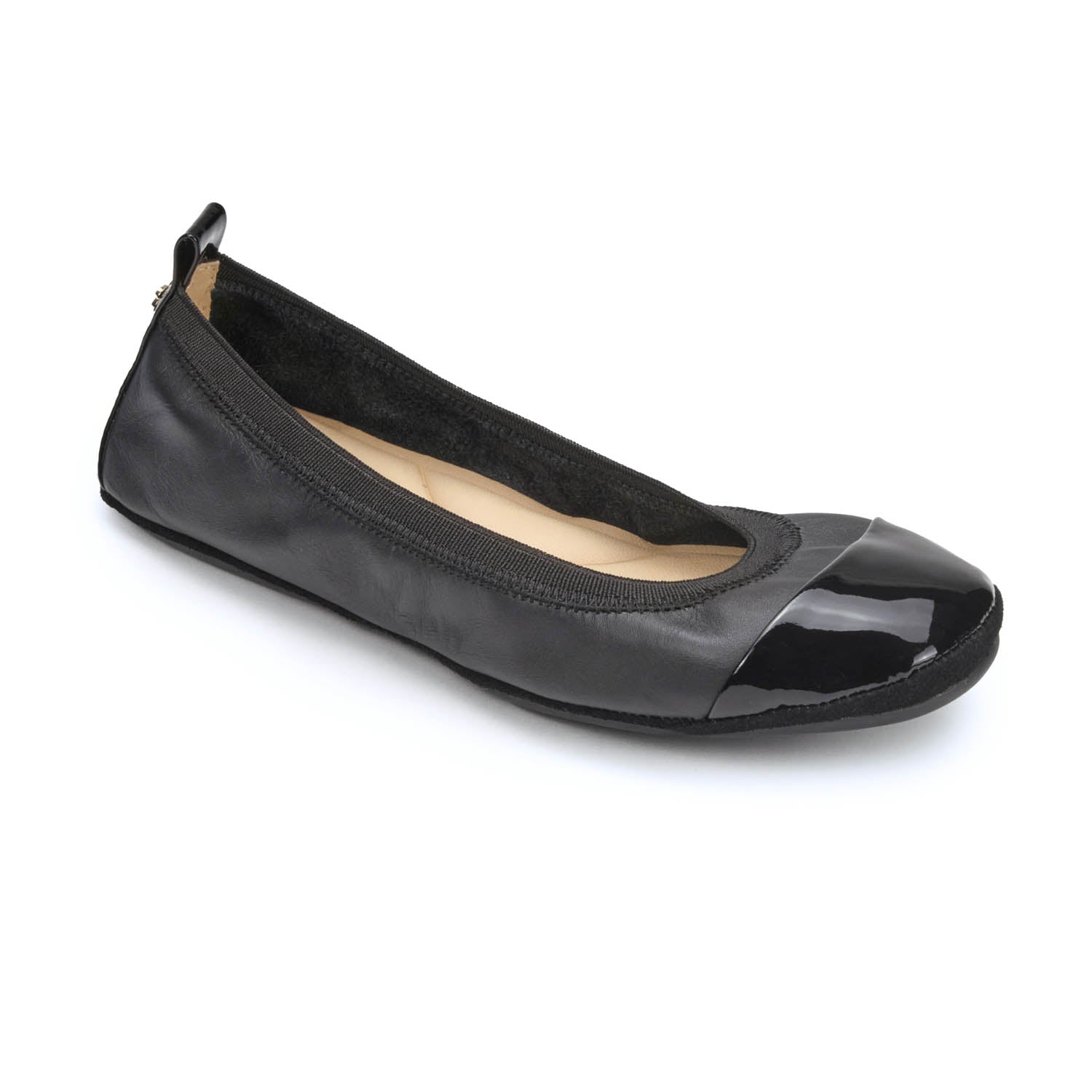 Samantha Foldable Ballet Flat in Black Leather - Yosi Samra - Women's Flats