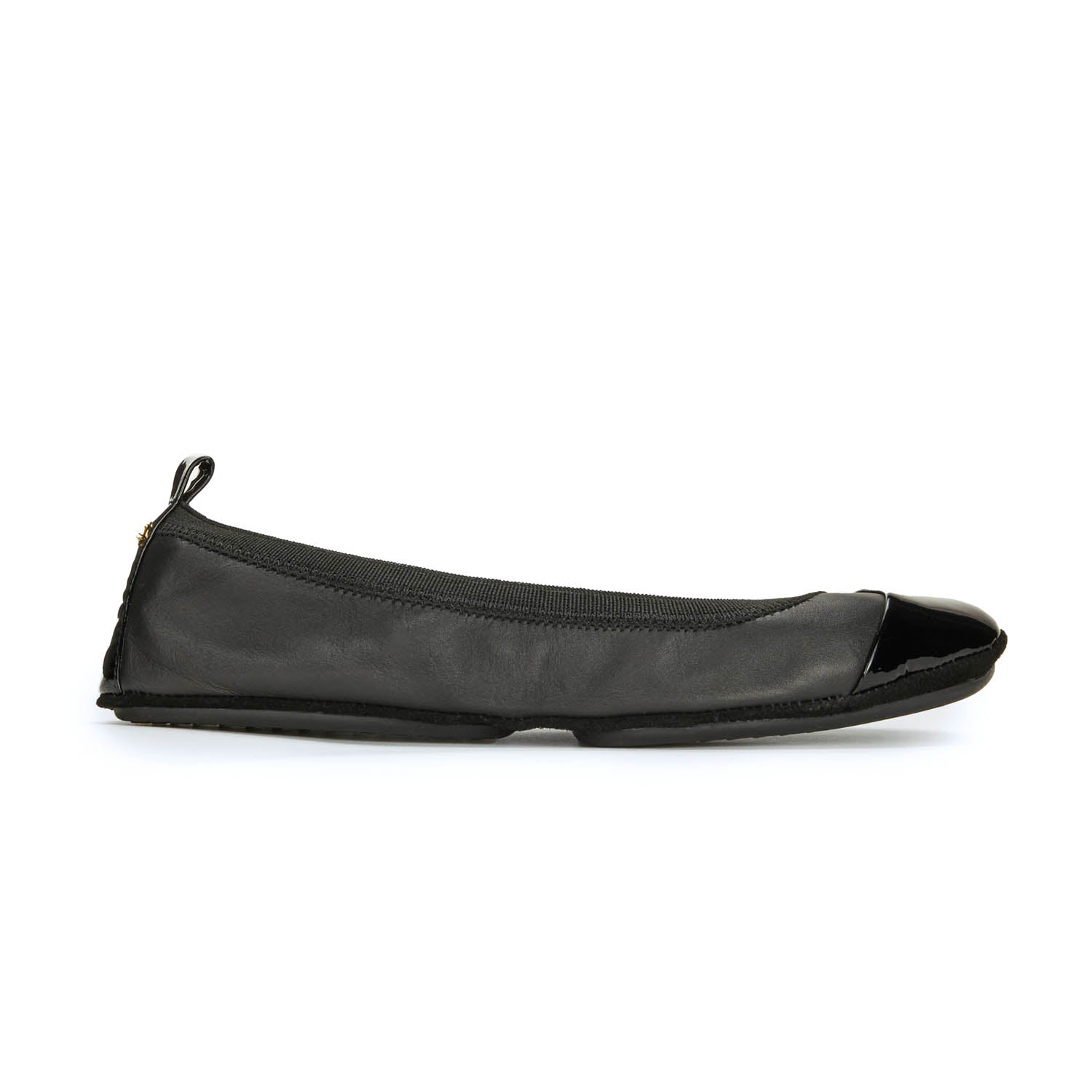 Samantha Foldable Ballet Flat in Black Leather - Yosi Samra - Women's Flats