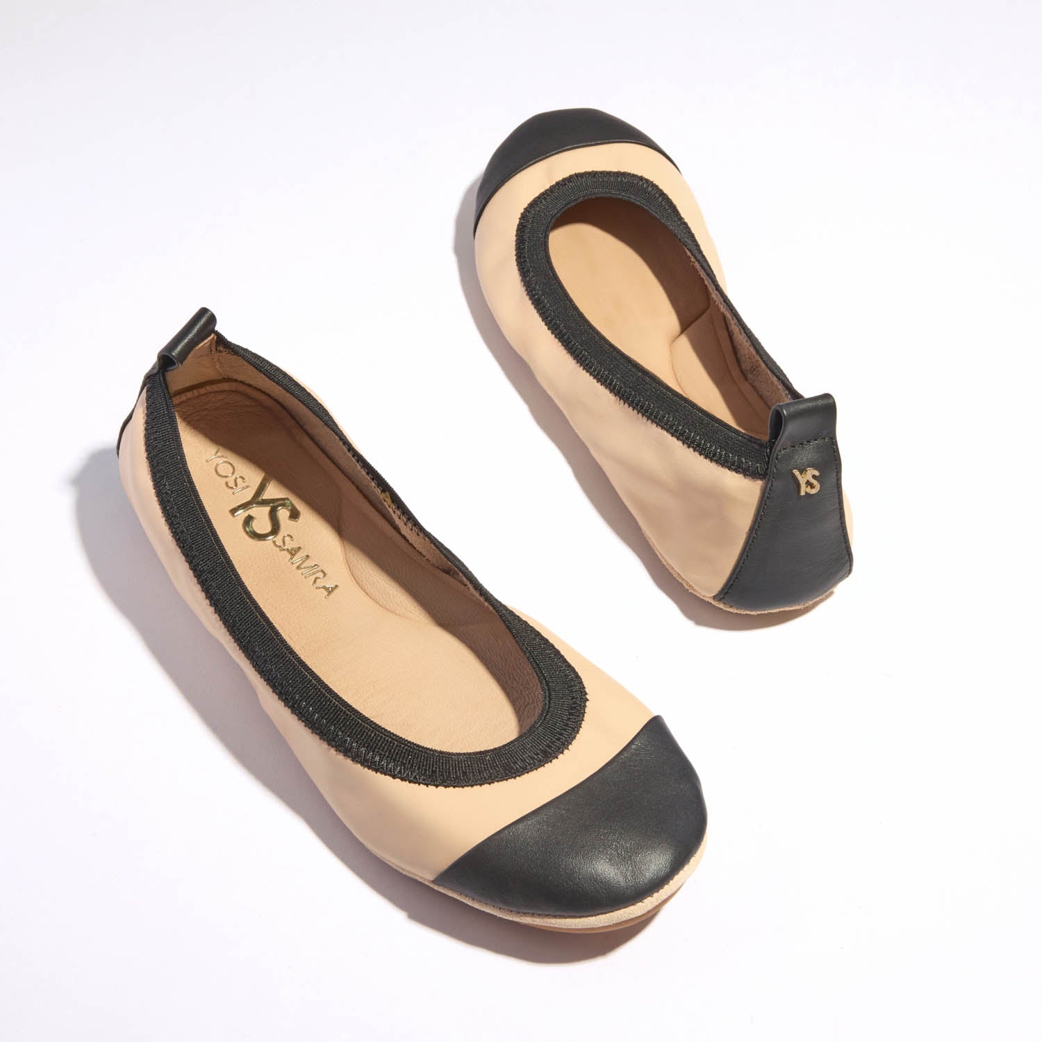 Samantha Foldable Ballet Flat in Nude Leather - Yosi Samra - Women's Flats