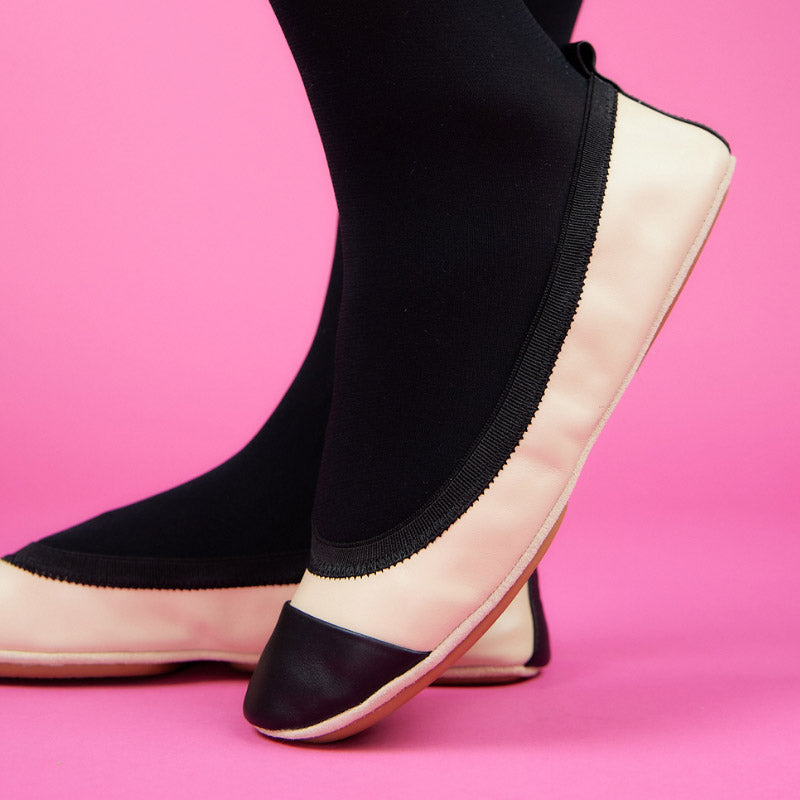 Samantha Foldable Ballet Flat in Nude Leather - Yosi Samra - Women's Flats