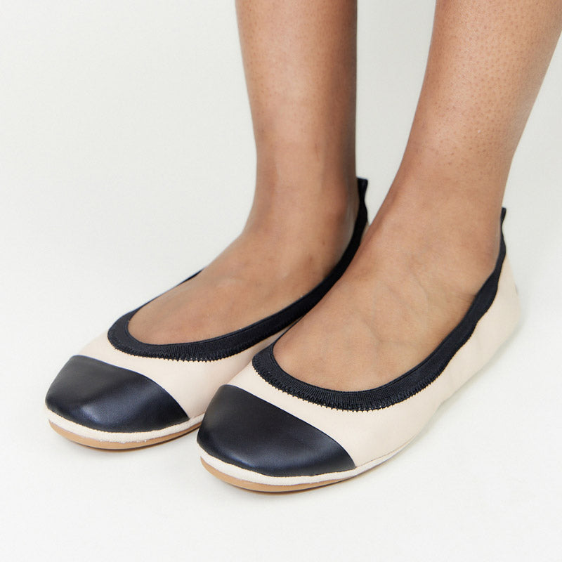 Samantha Foldable Ballet Flat in Nude Leather - Yosi Samra - Women's Flats