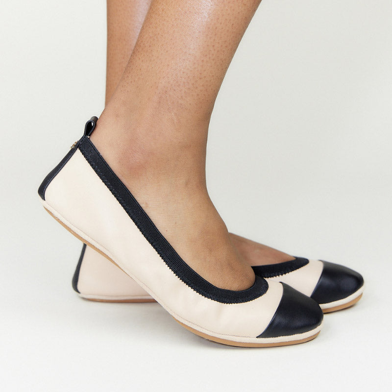 Samantha Foldable Ballet Flat in Nude Leather - Yosi Samra - Women's Flats