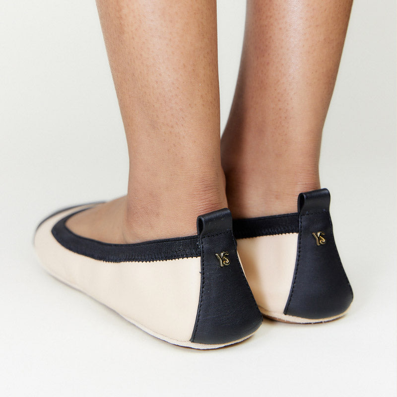 Samantha Foldable Ballet Flat in Nude Leather - Yosi Samra - Women's Flats