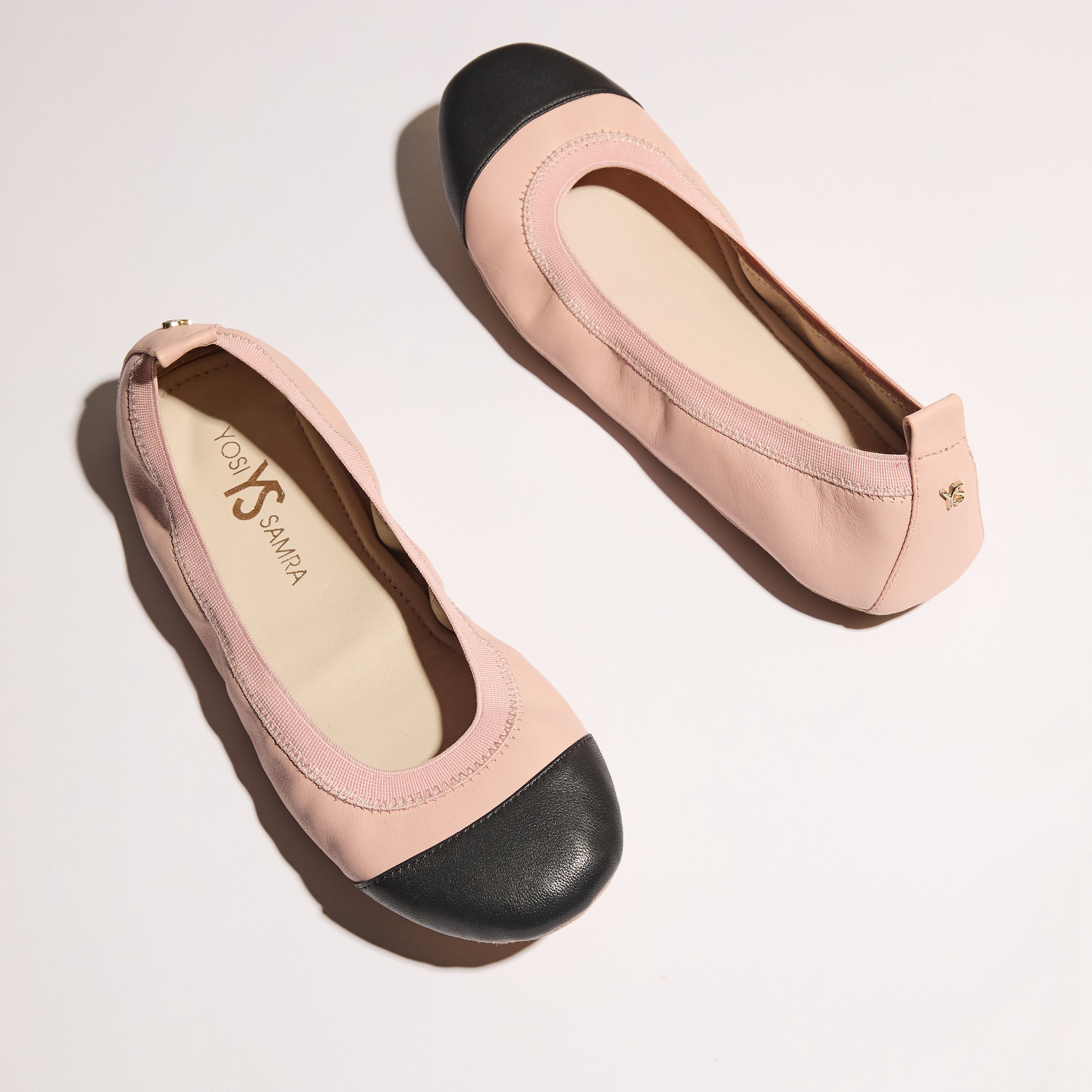 Samantha Foldable Ballet Flat in Blush/Black