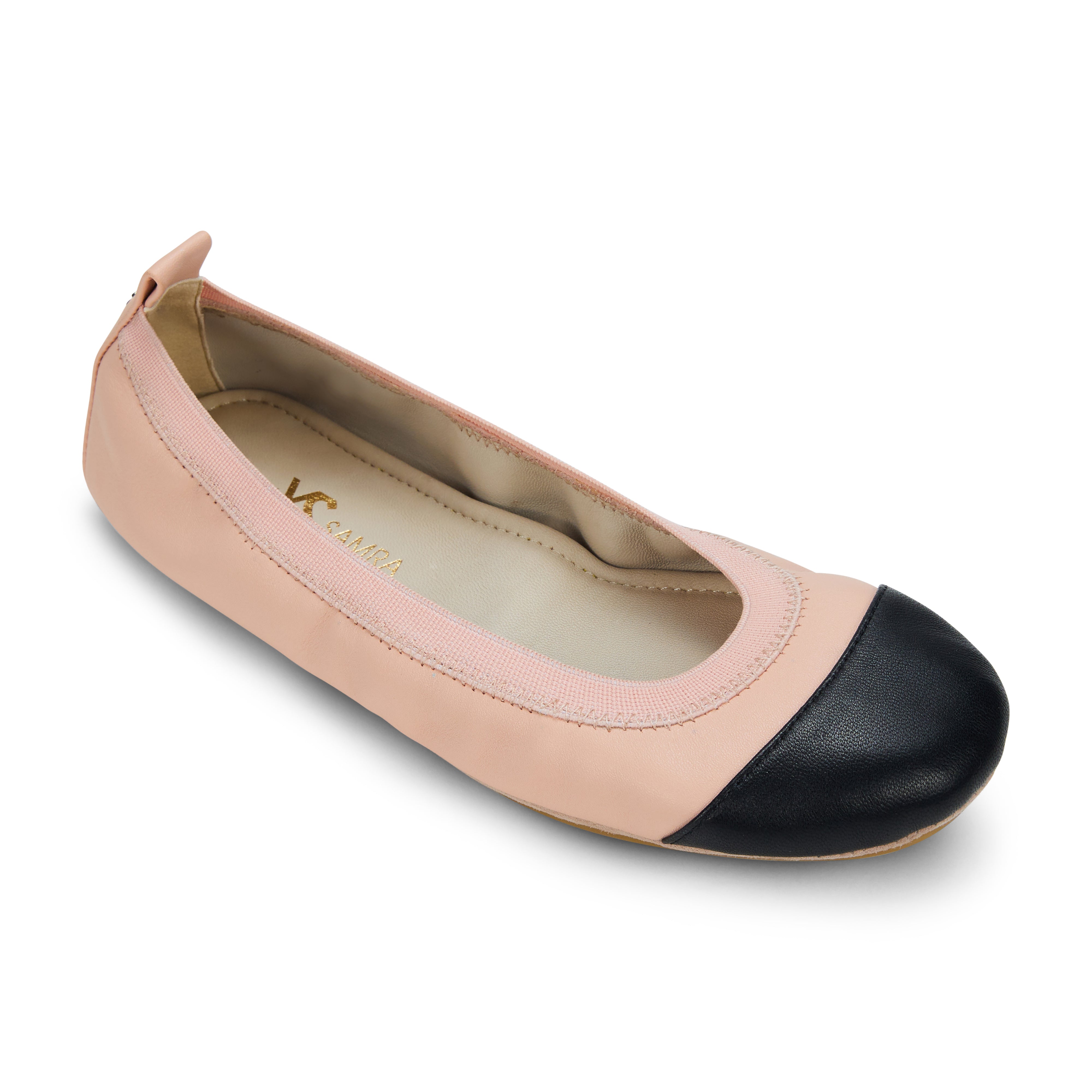 Samantha Foldable Ballet Flat in Blush/Black