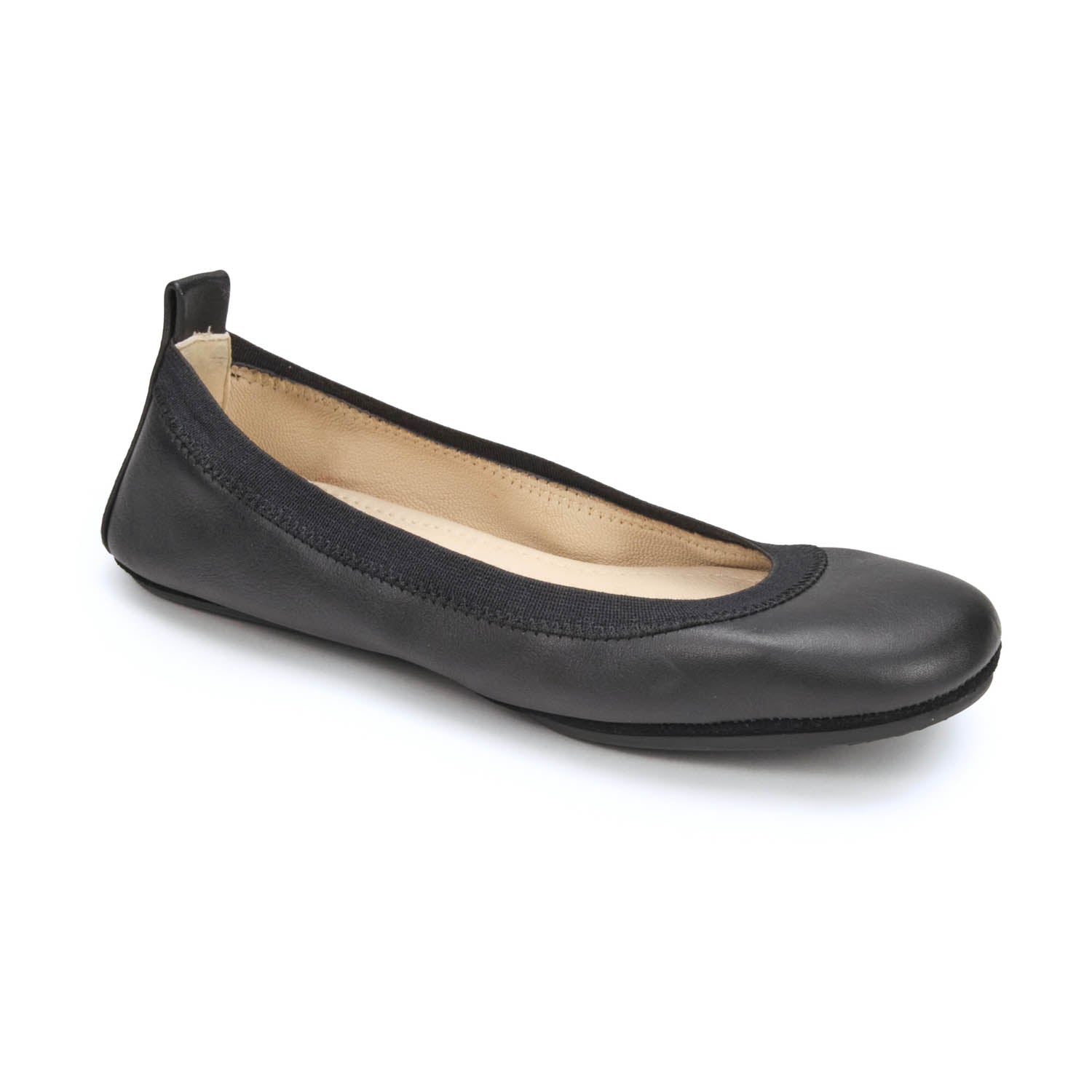 Samara Foldable Ballet Flat in Black Leather - Yosi Samra - Women's Flats