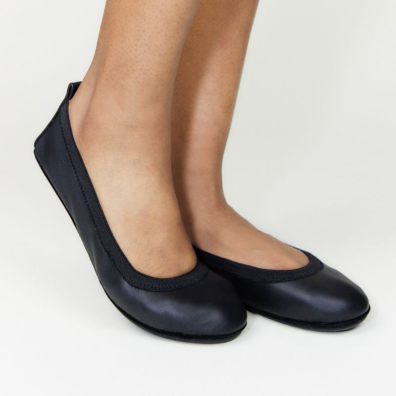 Samara Foldable Ballet Flat in Black Leather - Yosi Samra - Women's Flats