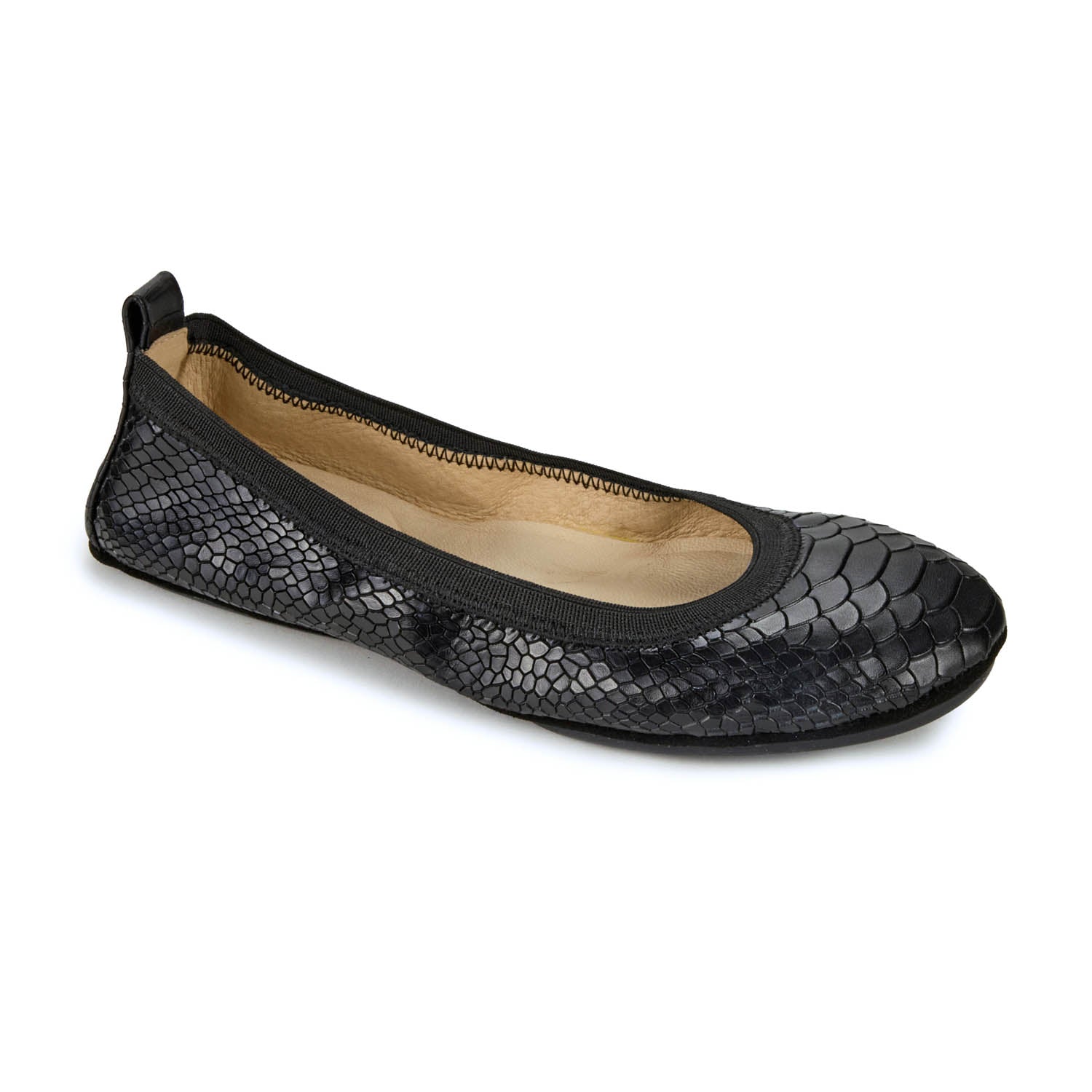 Samara Foldable Ballet Flat in Black Python - Yosi Samra - Women's Flats