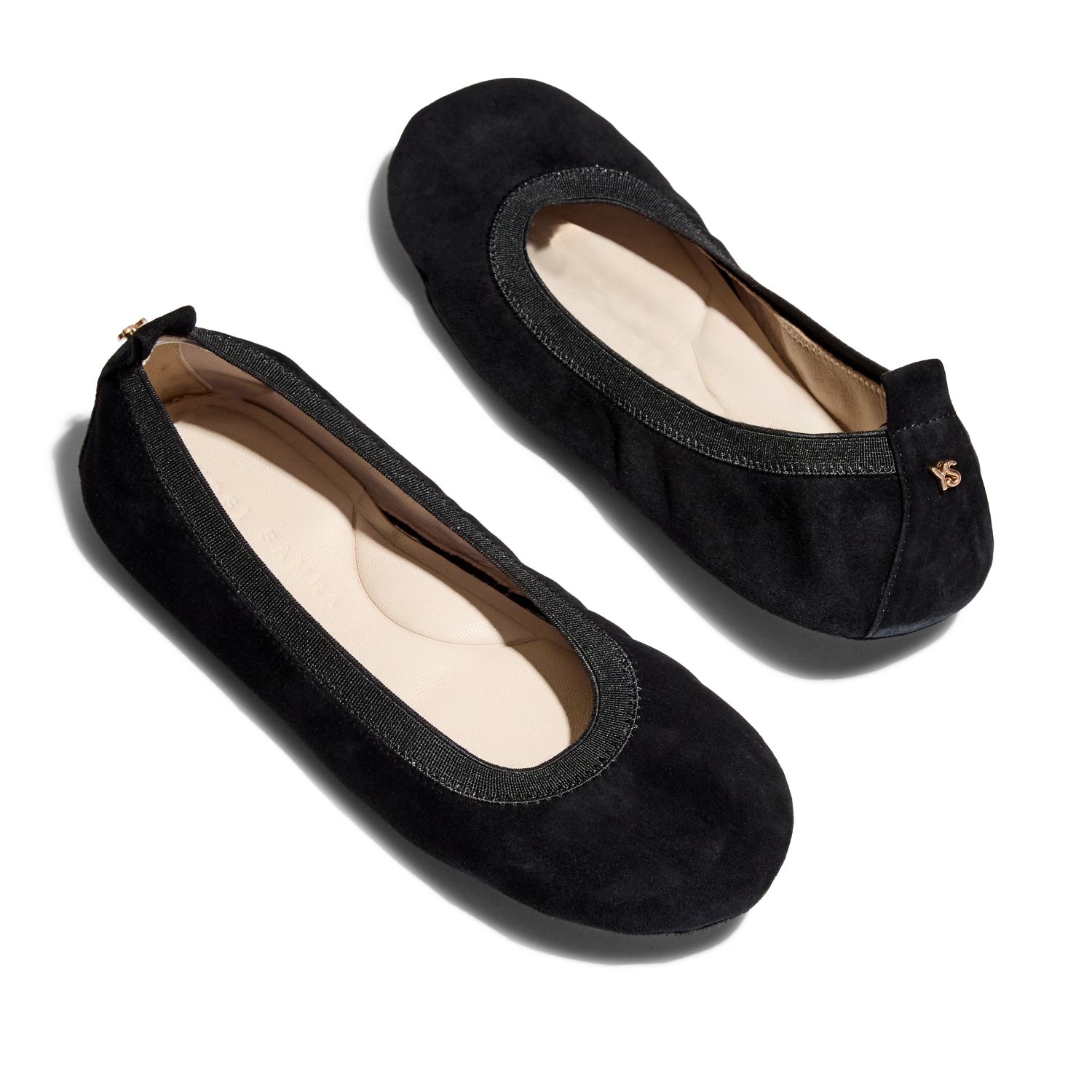 Samara Foldable Ballet Flat in Black Suede
