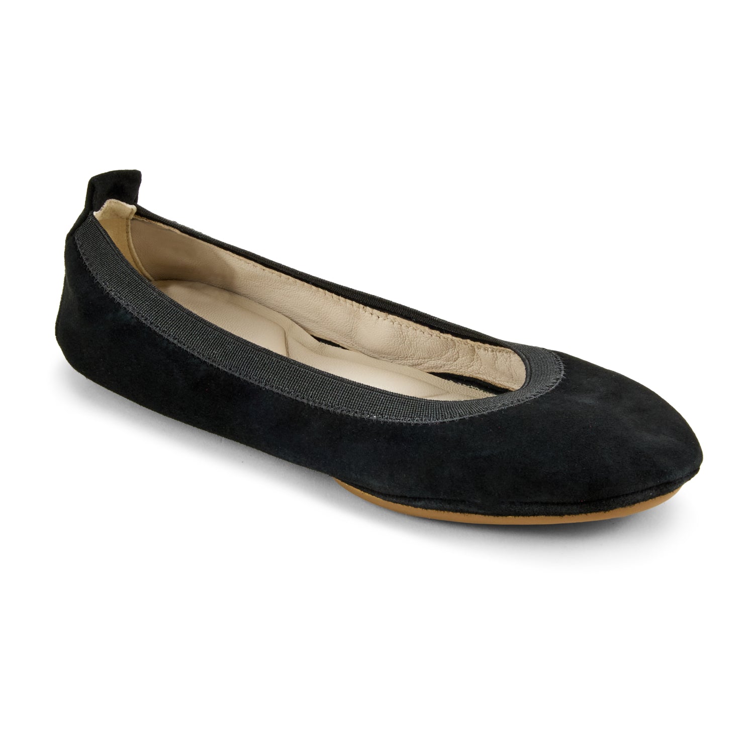Samara Foldable Ballet Flat in Black Suede