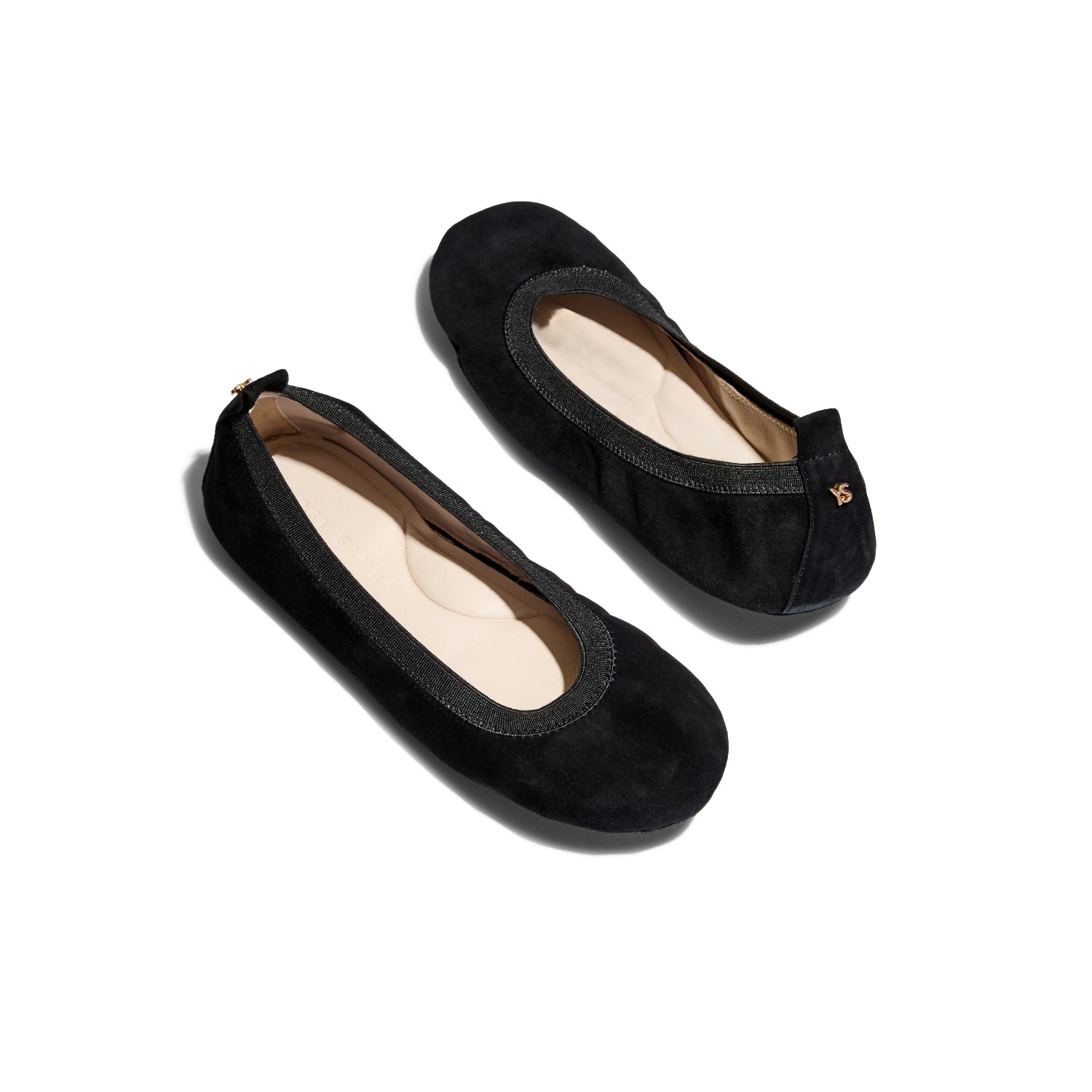 Samara Foldable Ballet Flat in Black Suede - Yosi Samra - Women's Flats