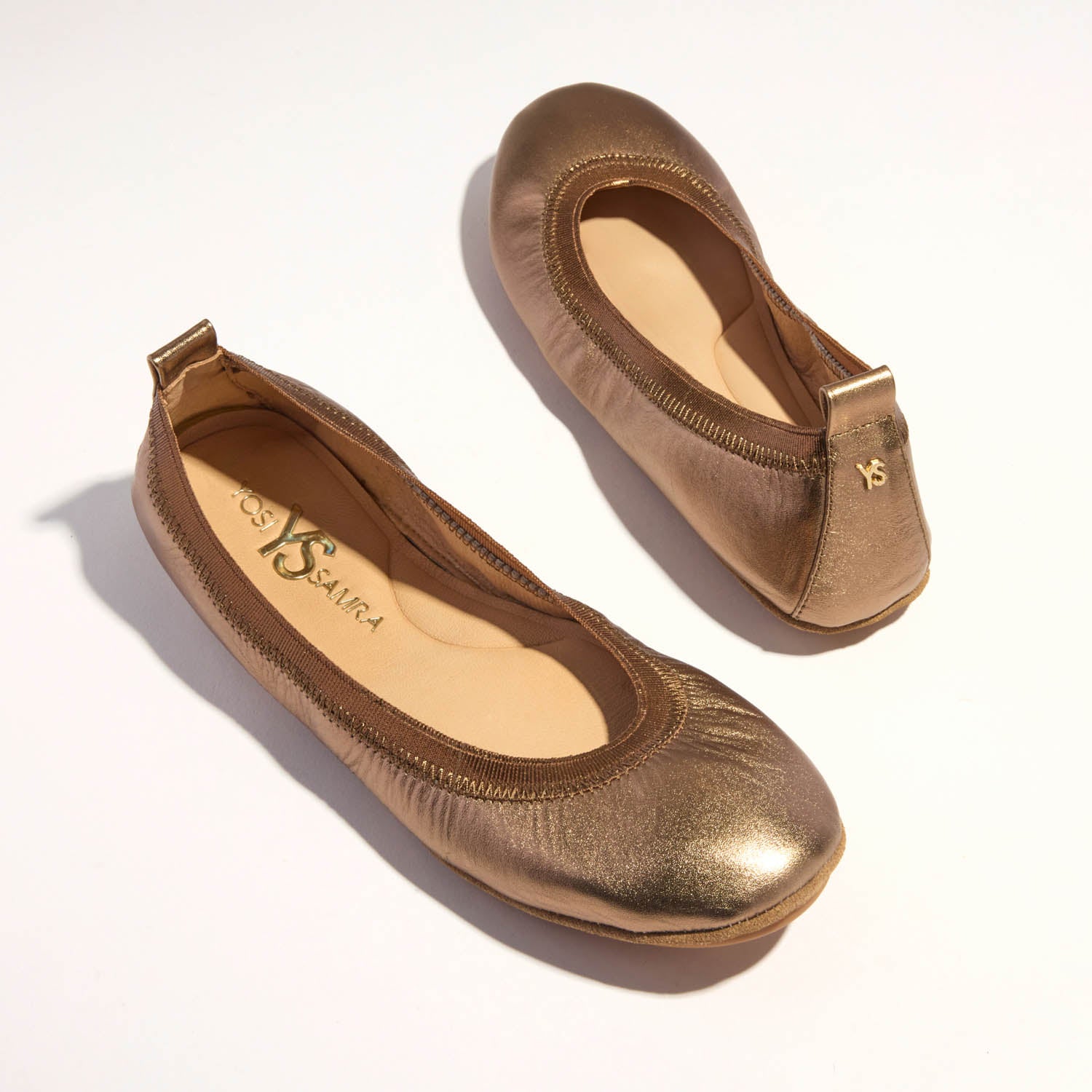 Samara Foldable Ballet Flat in Bronze Leather - Yosi Samra - Women's Flats