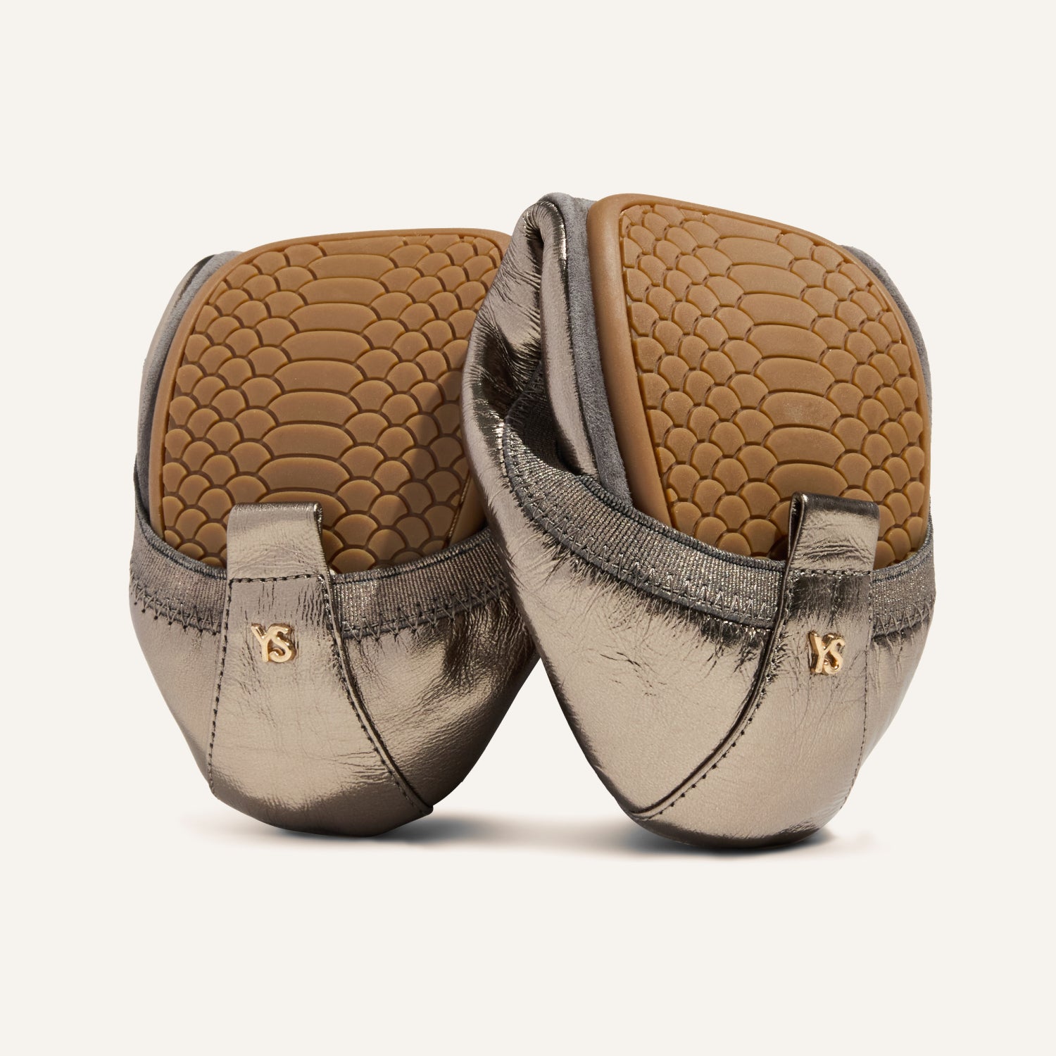 Samara Foldable Ballet Flat in Pewter Leather - Yosi Samra - Women's Flats