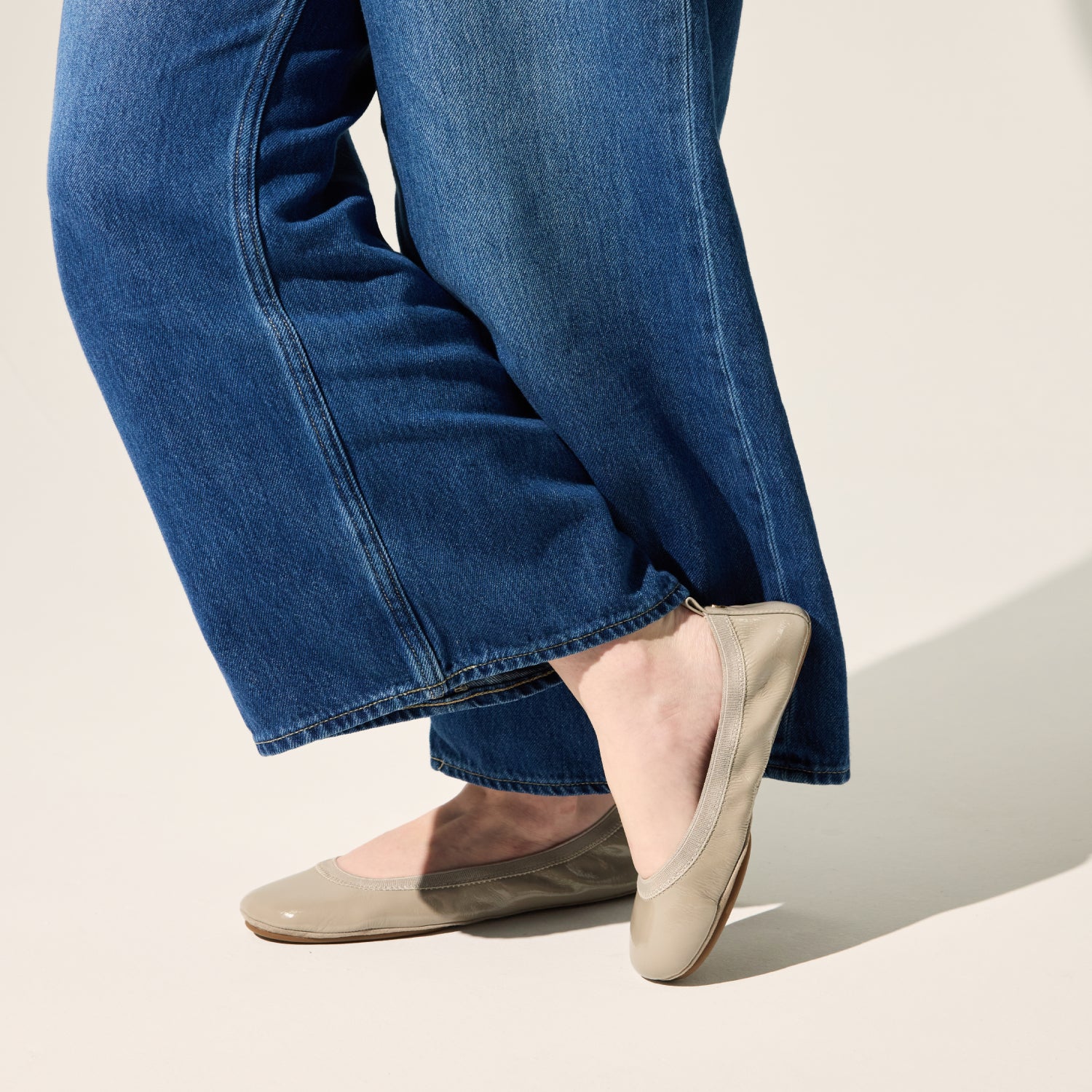 Samara Foldable Ballet Flat in Simply Taupe Patent - Yosi Samra - Women's Flats