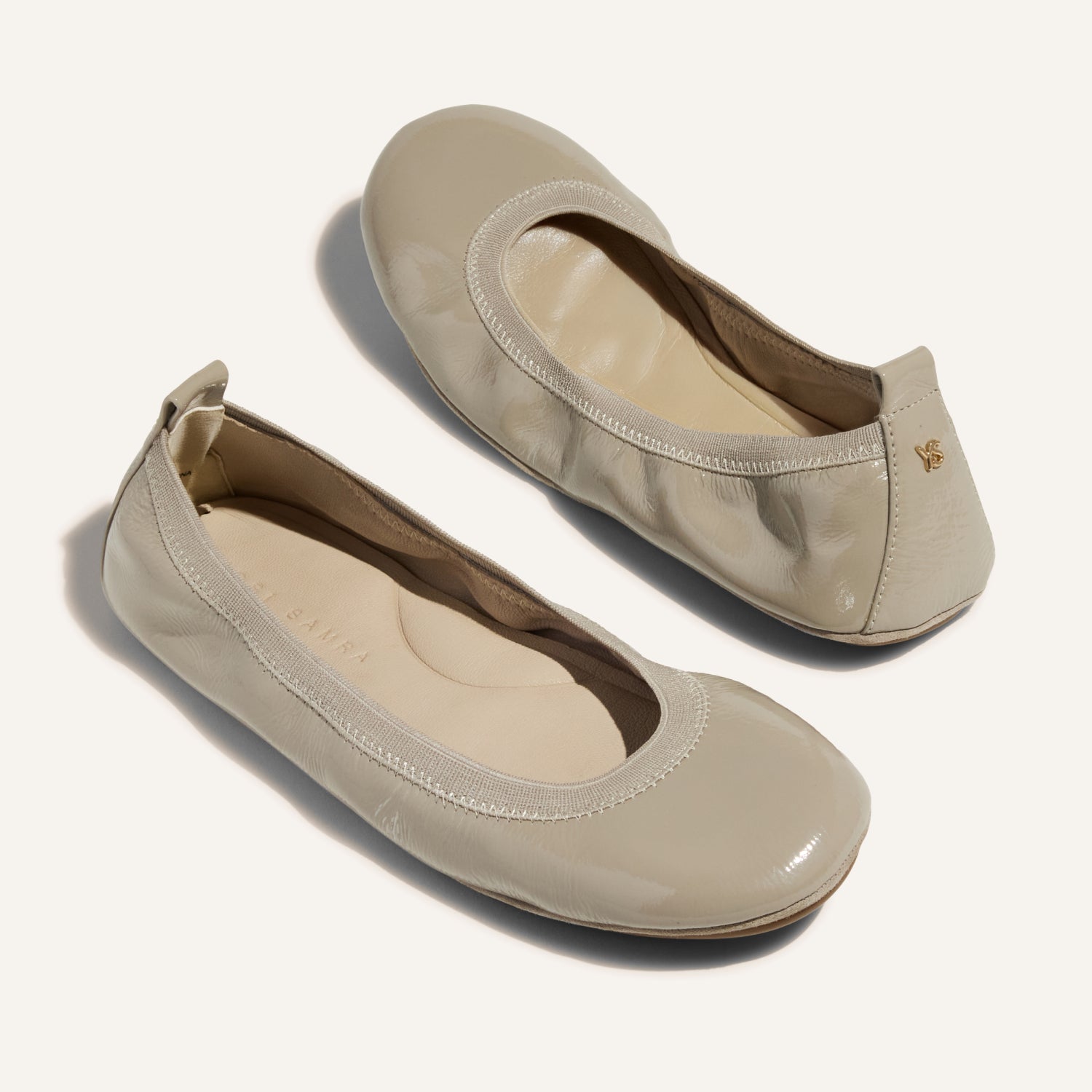 Samara Foldable Ballet Flat in Simply Taupe Patent - Yosi Samra - Women's Flats