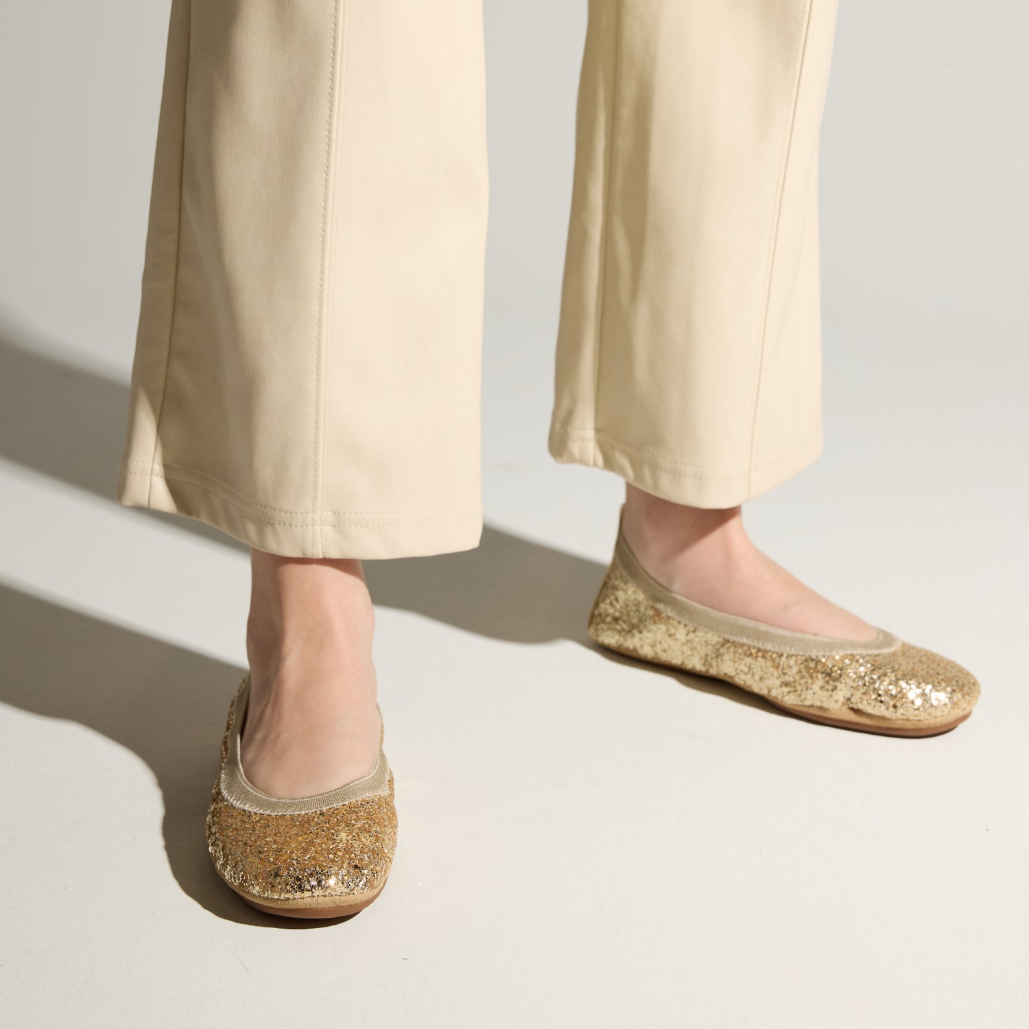 Samara Foldable Ballet Flat in Gold Glitter