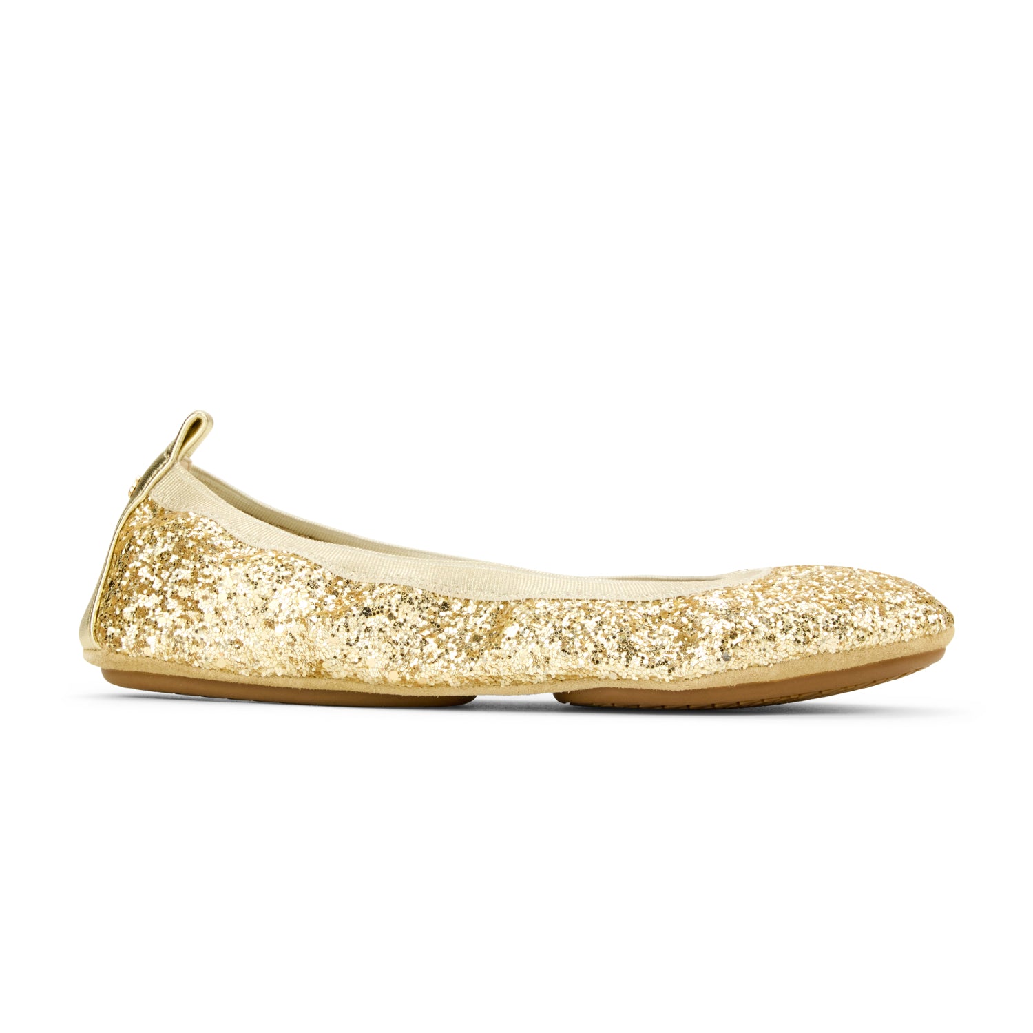 Samara Foldable Ballet Flat in Gold Glitter