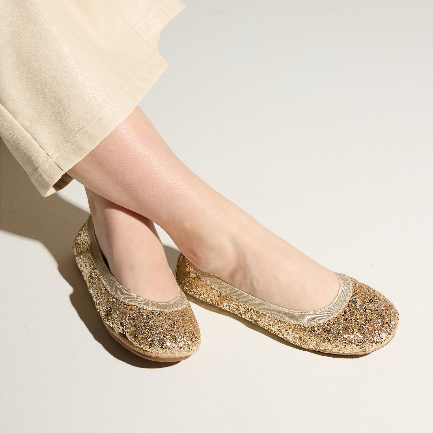 Samara Foldable Ballet Flat in Gold Glitter - Yosi Samra - Women's Flats