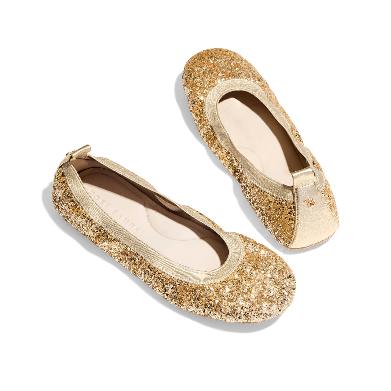 Samara Foldable Ballet Flat in Gold Glitter - Yosi Samra - Women's Flats