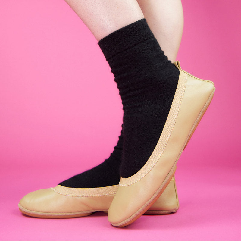 Samara Foldable Ballet Flat in Latte Leather - Yosi Samra - Women's Flats