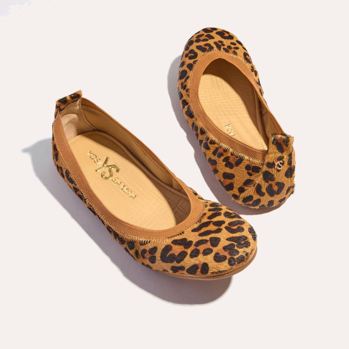 Samara Foldable Ballet Flat in Leopard Calf Hair