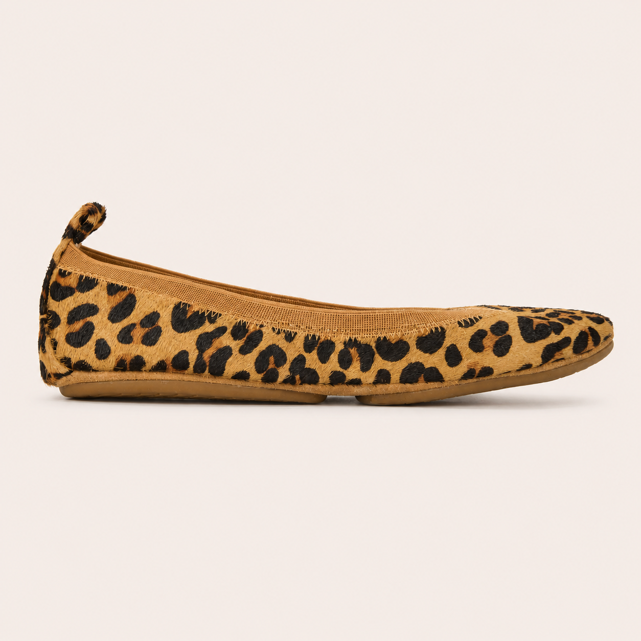 Samara Foldable Ballet Flat in Leopard Calf Hair