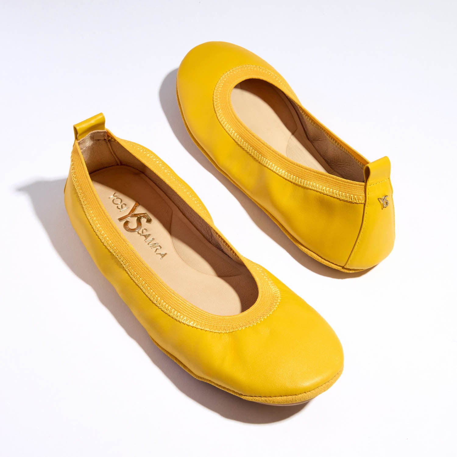 Samara Foldable Ballet Flat in Mustard Yellow Leather - Yosi Samra - Women's Flats