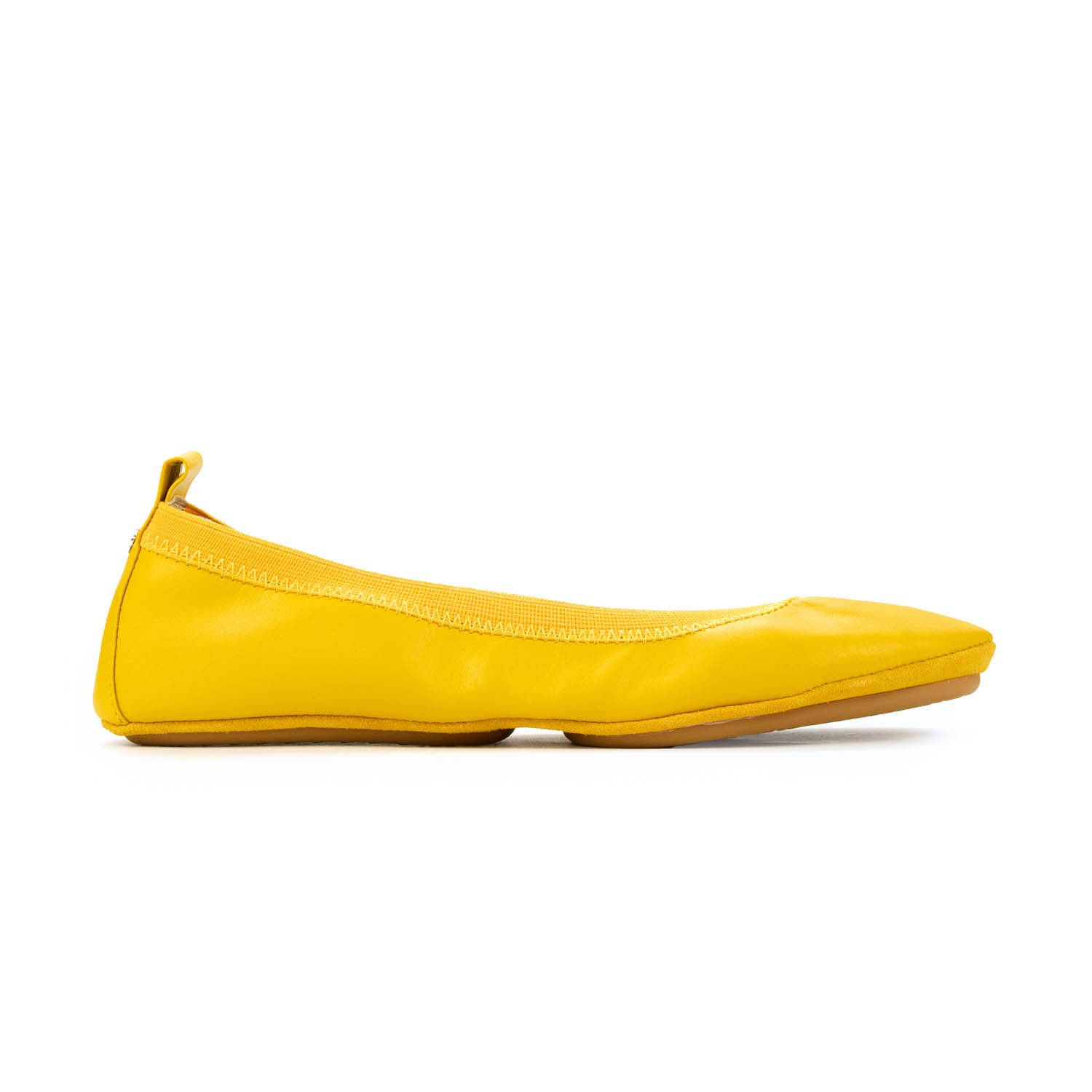 Yosi Samra Samara Foldable Ballet Flat in Mustard Yellow Leather, Yellow / 13