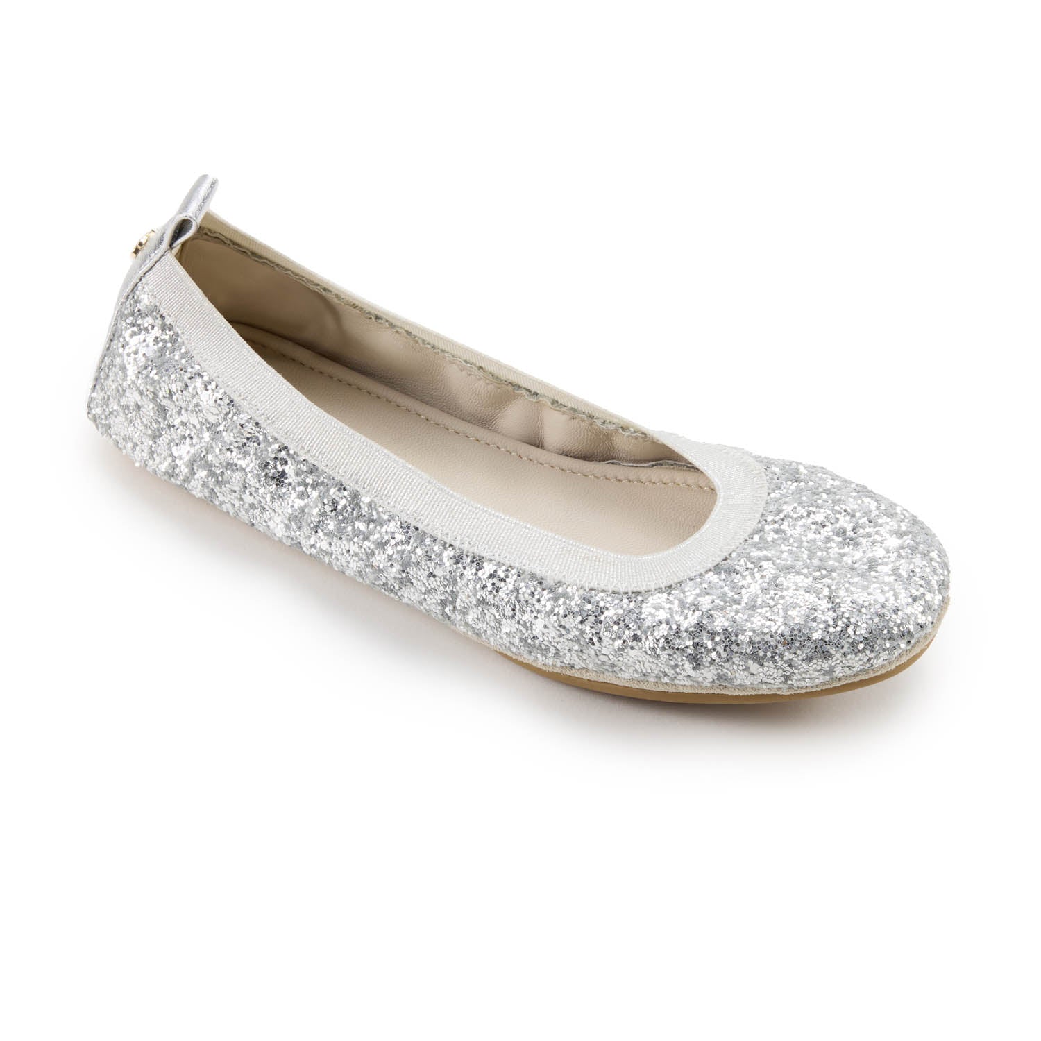 Samara Foldable Ballet Flat in Platinum Glitter - Yosi Samra - Women's Flats