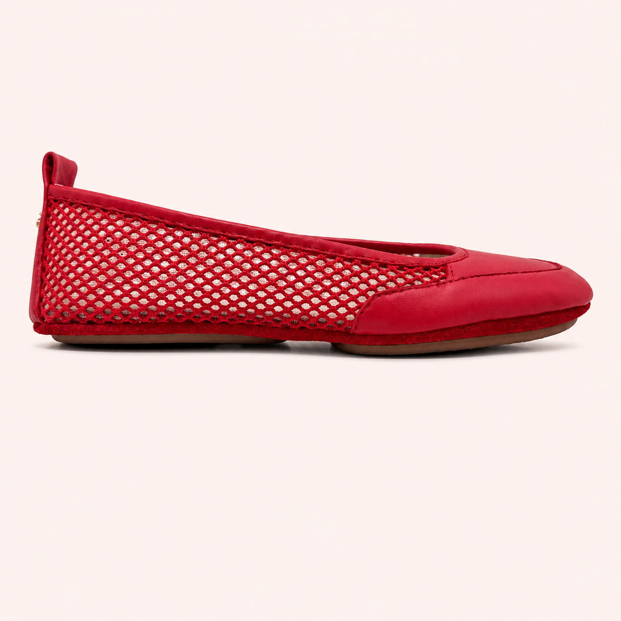 SAMARA FOLDABLE BALLET FLAT IN RED CROCHET