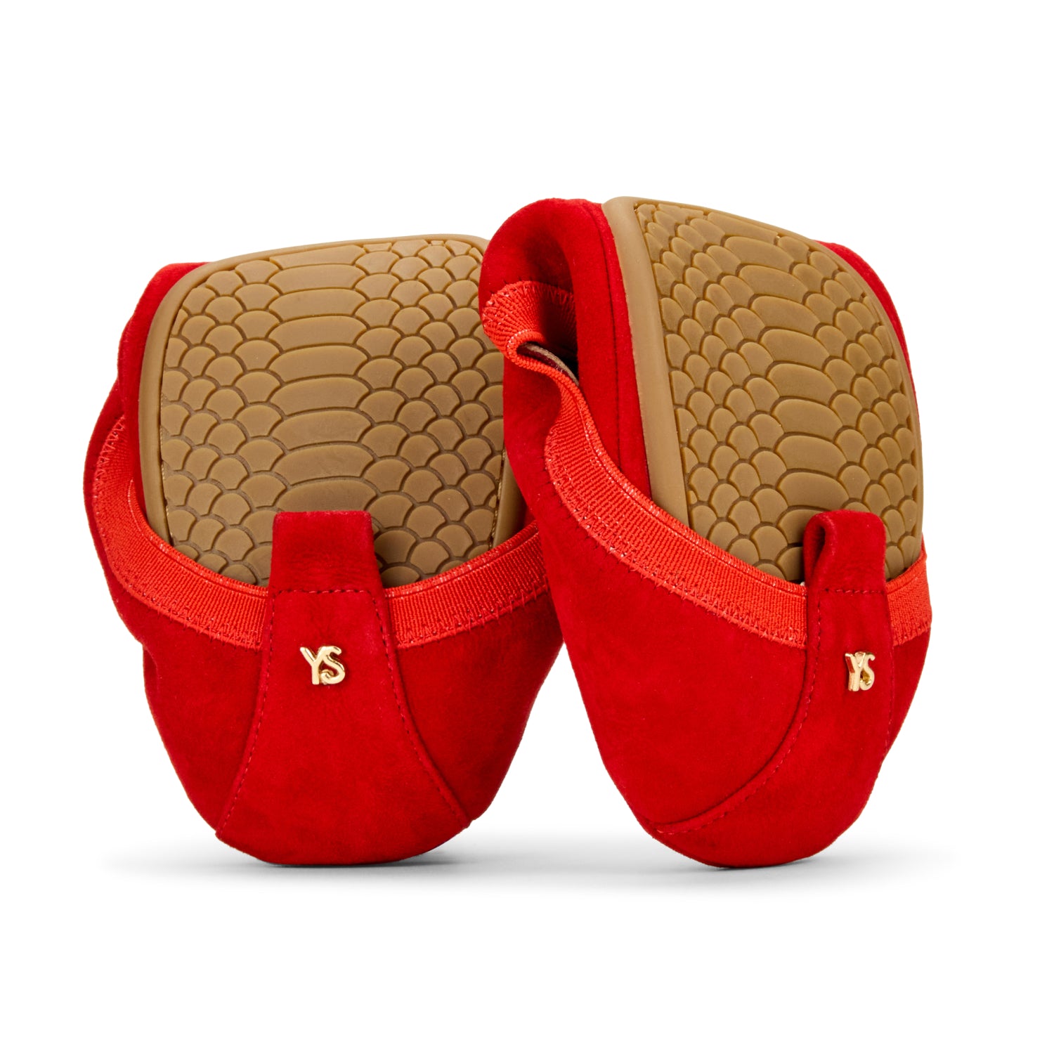 Samara Foldable Ballet Flat in Red Suede