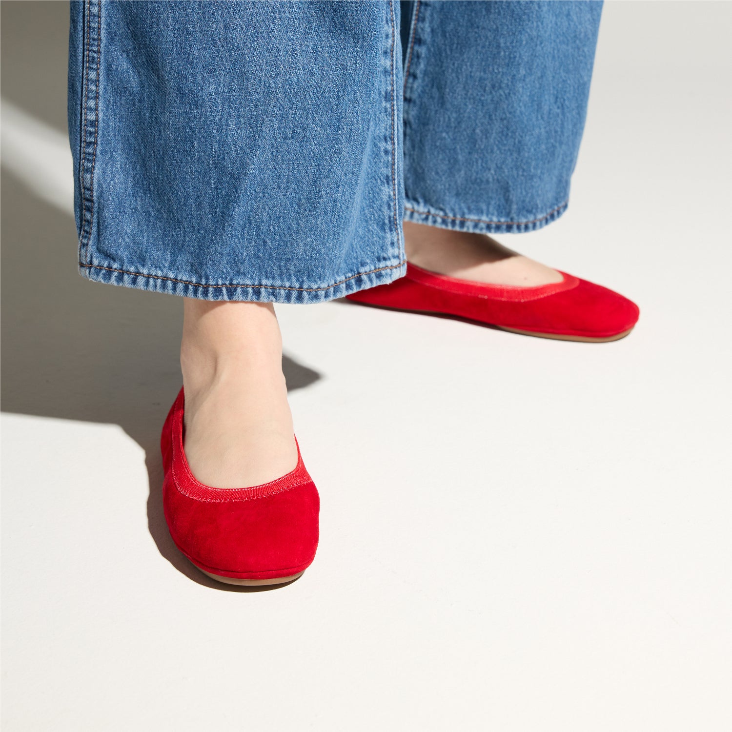 SAMARA FOLDABLE BALLET FLAT IN RED SUEDE