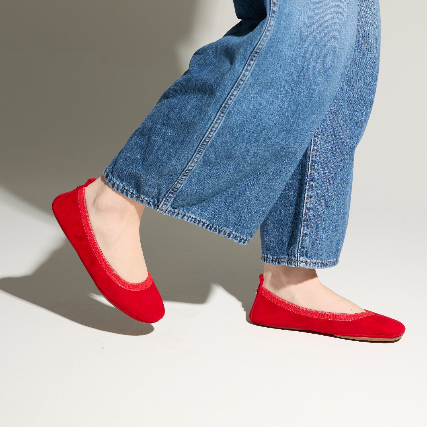 SAMARA FOLDABLE BALLET FLAT IN RED SUEDE