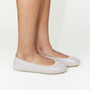 Samara Foldable Ballet Flat in Simply Taupe Patent Leather