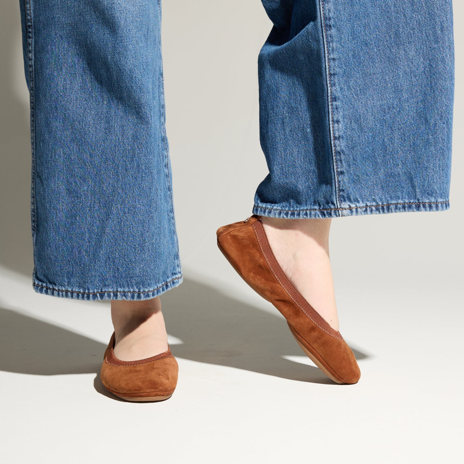 Samara Foldable Ballet Flat in Whiskey Suede - Yosi Samra - Women's Flats