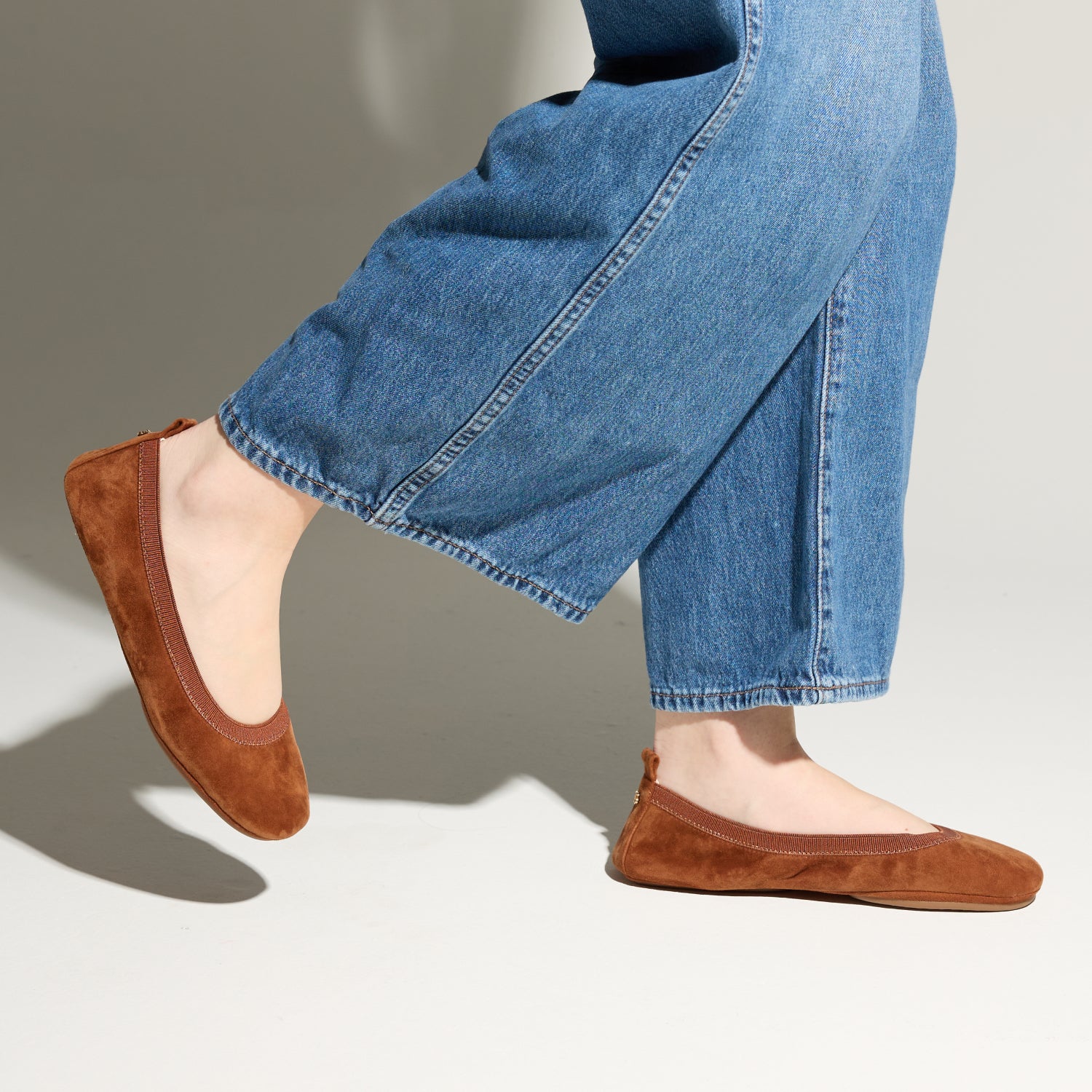 Samara Foldable Ballet Flat in Whiskey Suede